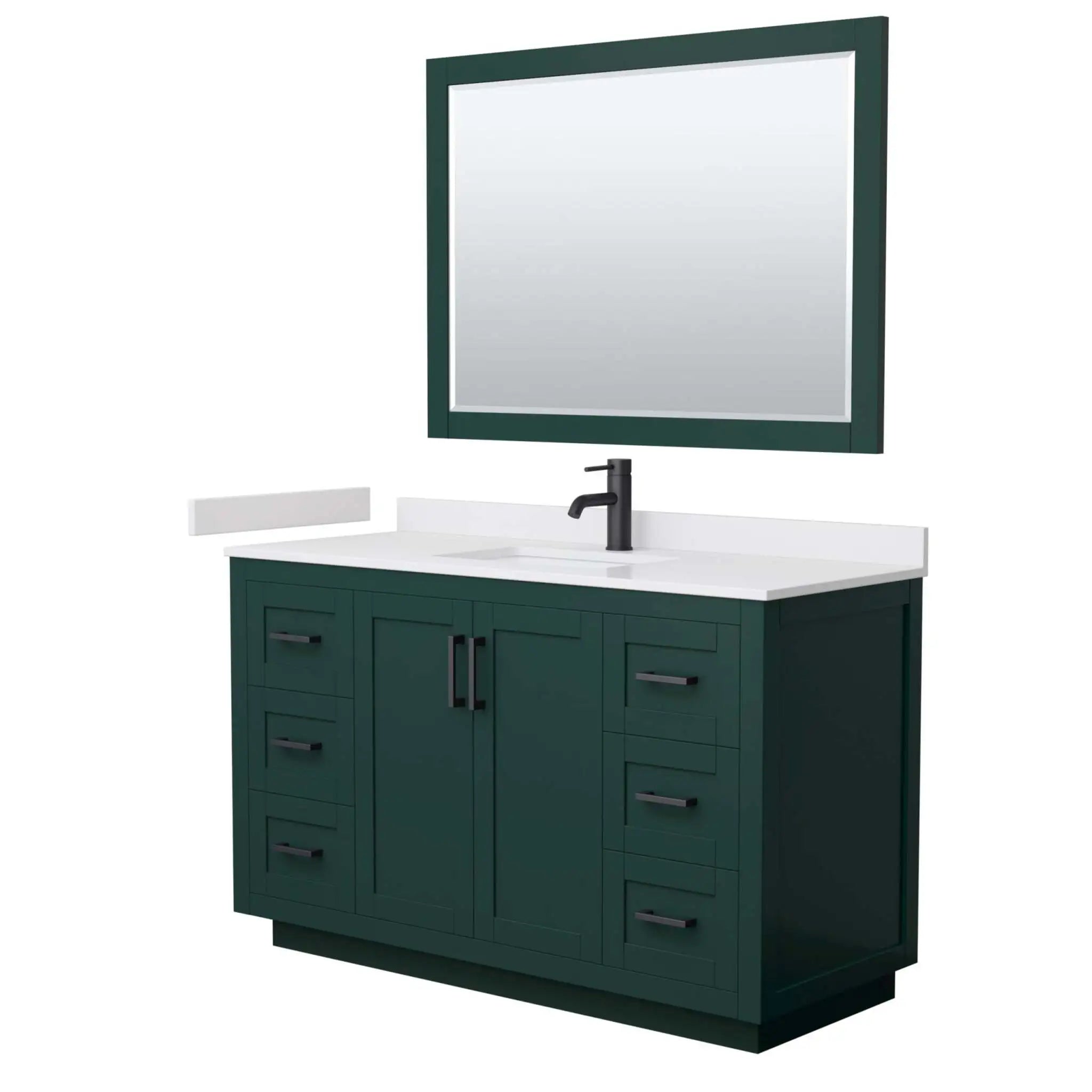 54" Miranda Single Bathroom Vanity in Green with Matte Black Trim & 46" Mirror by Wyndham