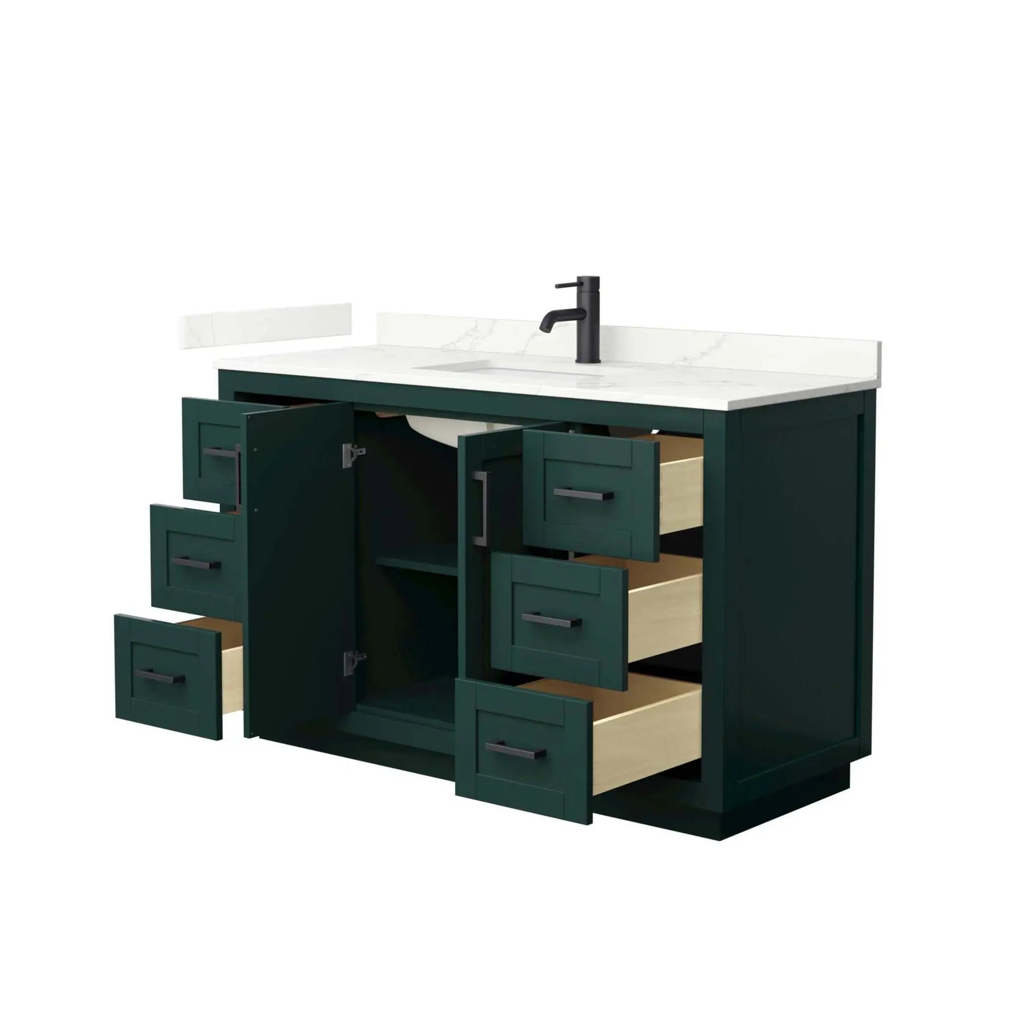 54" Miranda Single Bathroom Vanity in Green with Matte Black Trim by Wyndham