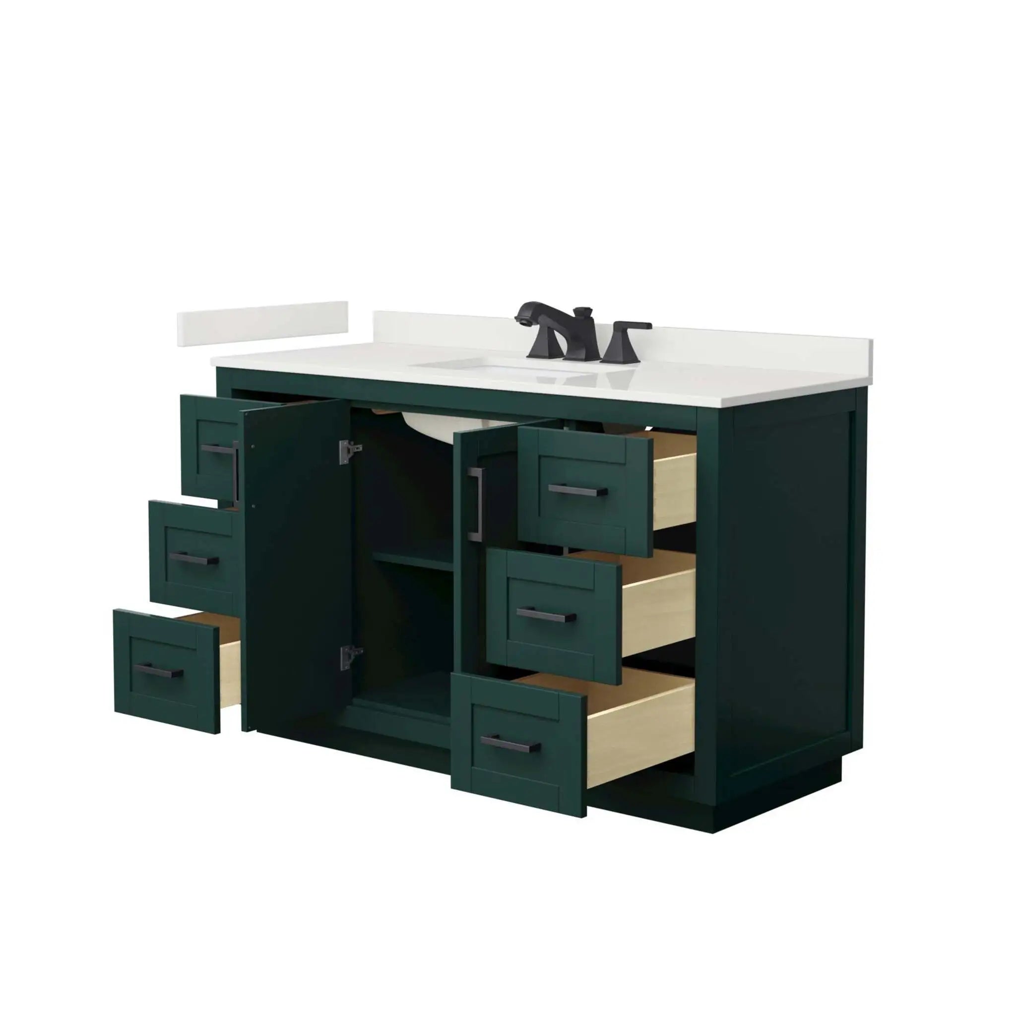 54" Miranda Single Bathroom Vanity in Green with Matte Black Trim by Wyndham