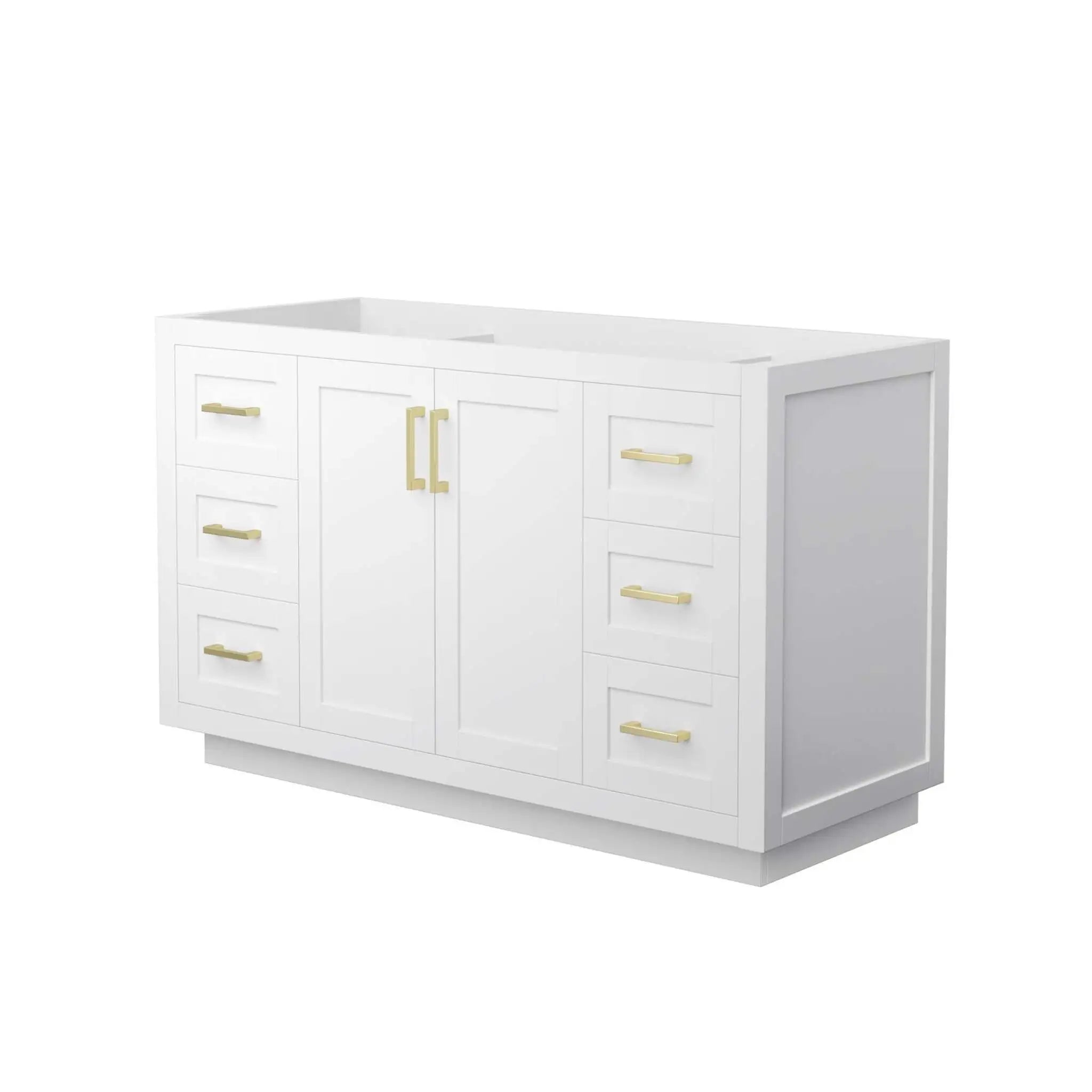 54" Miranda Single Bathroom Vanity in White with Brushed Gold Trim by Wyndham