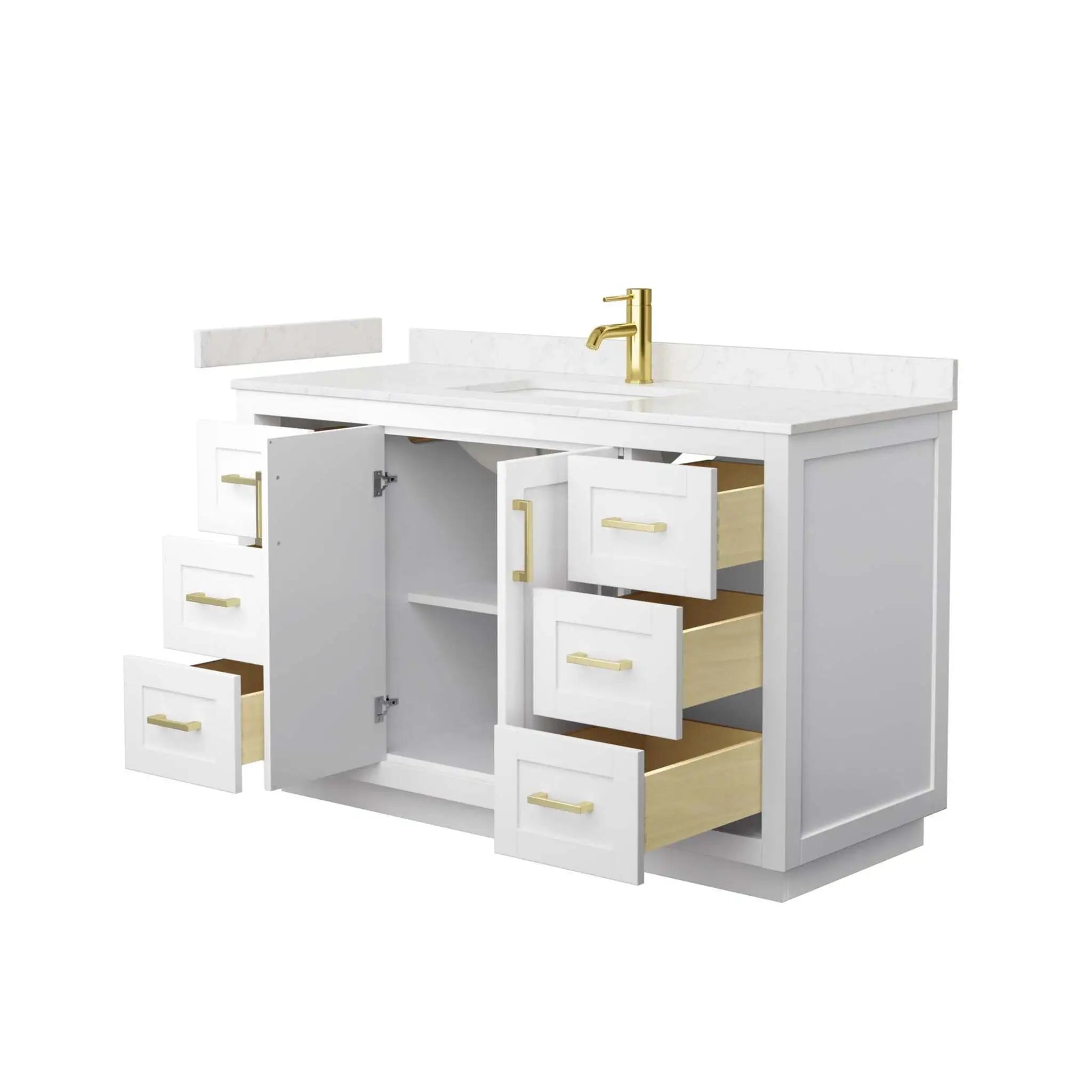 54" Miranda Single Bathroom Vanity in White with Brushed Gold Trim by Wyndham