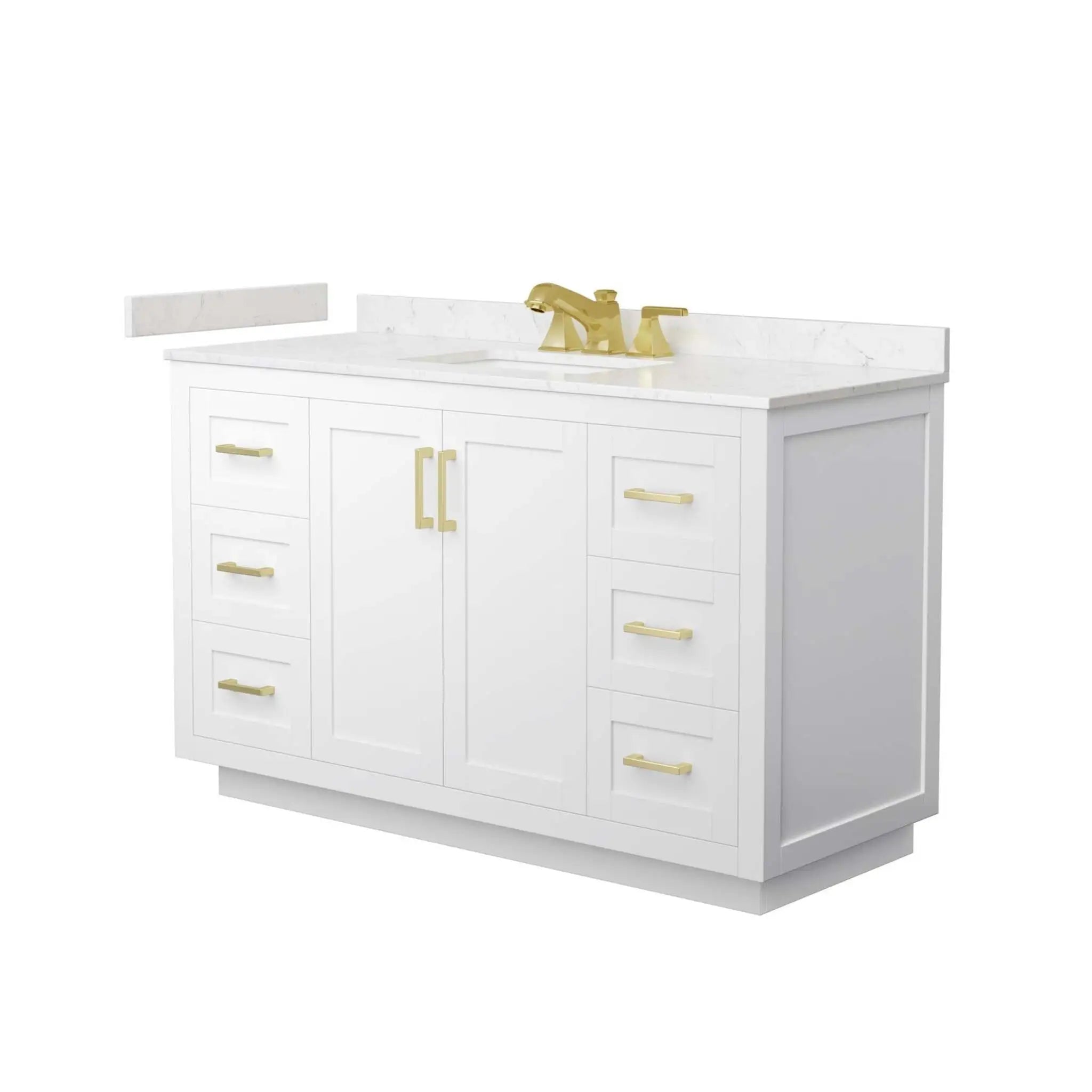 54" Miranda Single Bathroom Vanity in White with Brushed Gold Trim by Wyndham