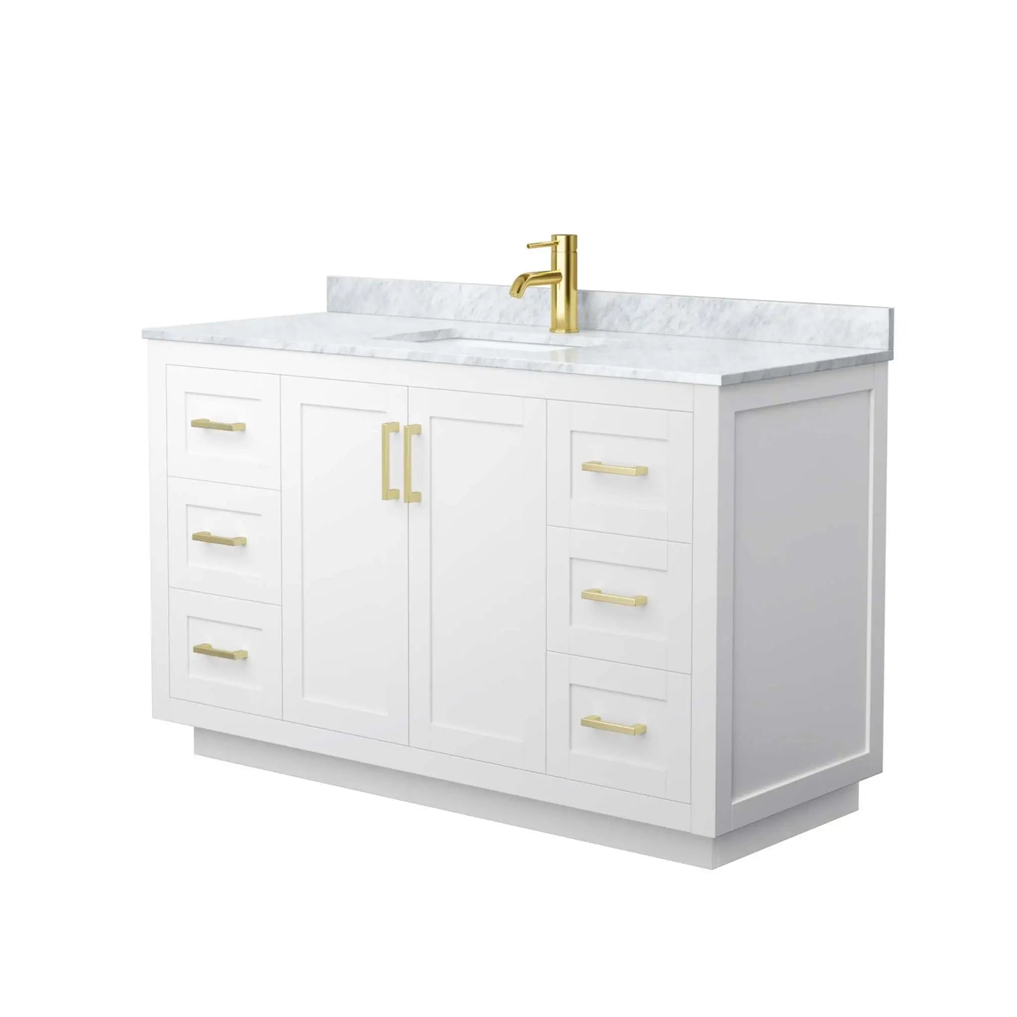 54" Miranda Single Bathroom Vanity in White with Brushed Gold Trim by Wyndham