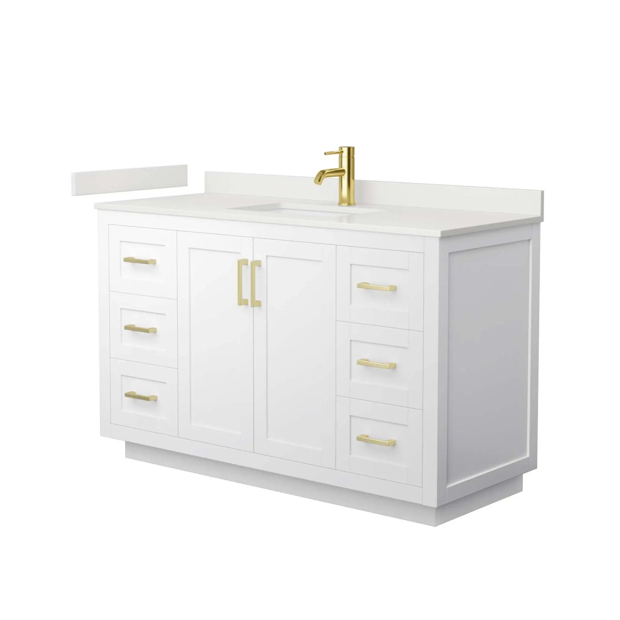 54" Miranda Single Bathroom Vanity in White with Brushed Gold Trim by Wyndham