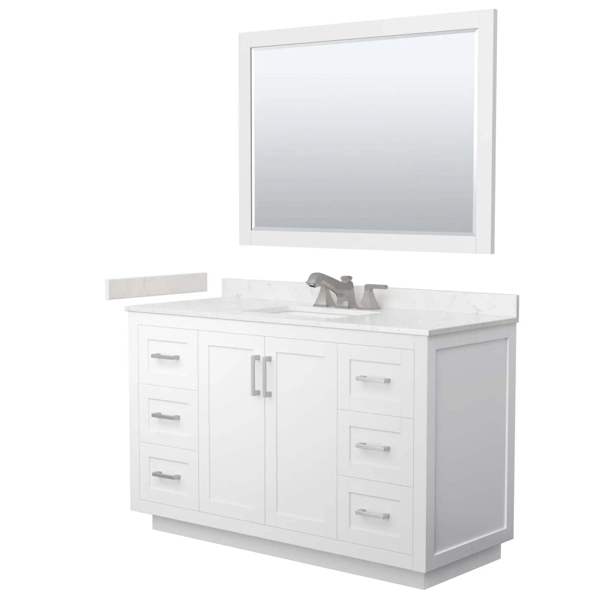 54" Miranda Single Bathroom Vanity in White with Brushed Nickel Trim & 46" Mirror by Wyndham