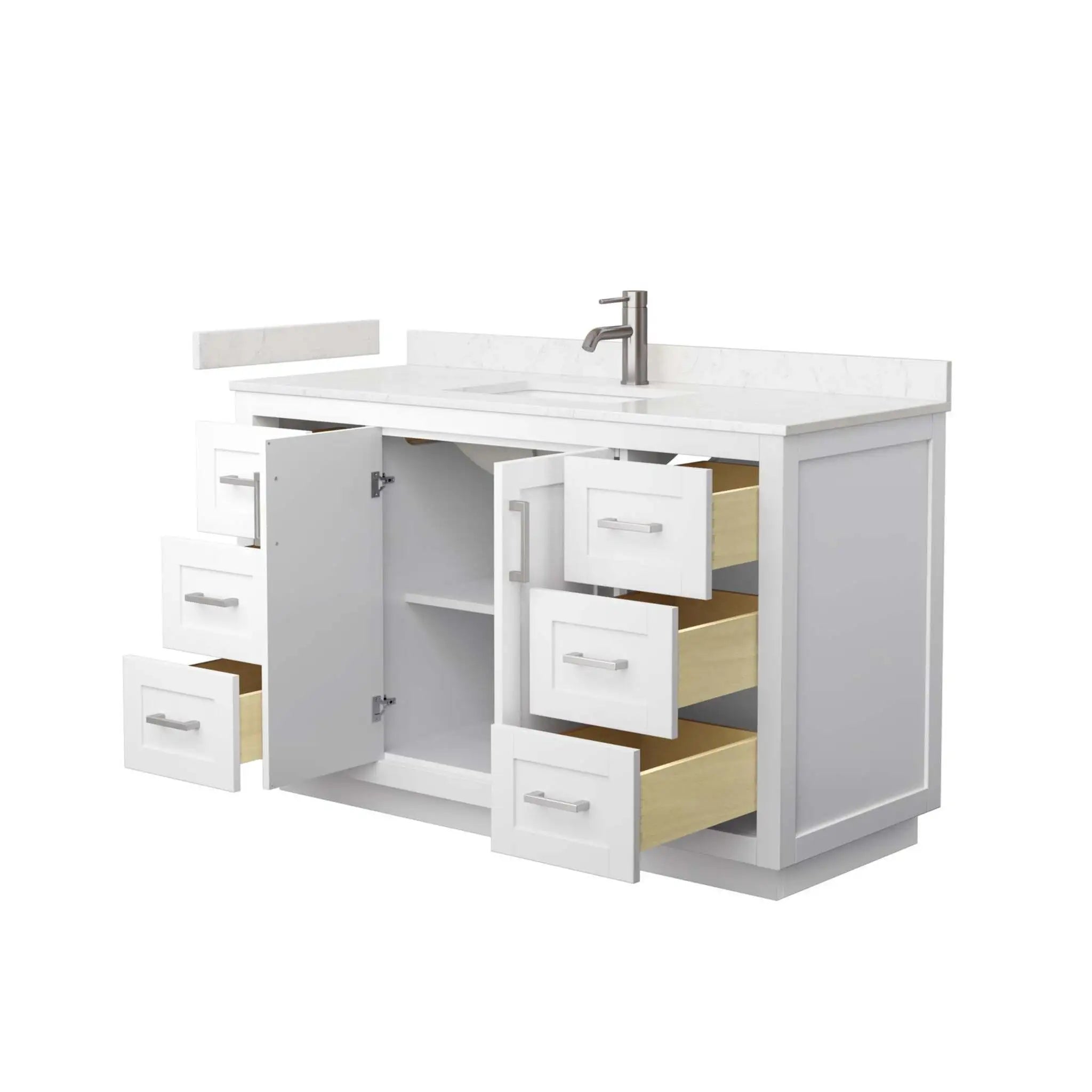 54" Miranda Single Bathroom Vanity in White with Brushed Nickel Trim by Wyndham