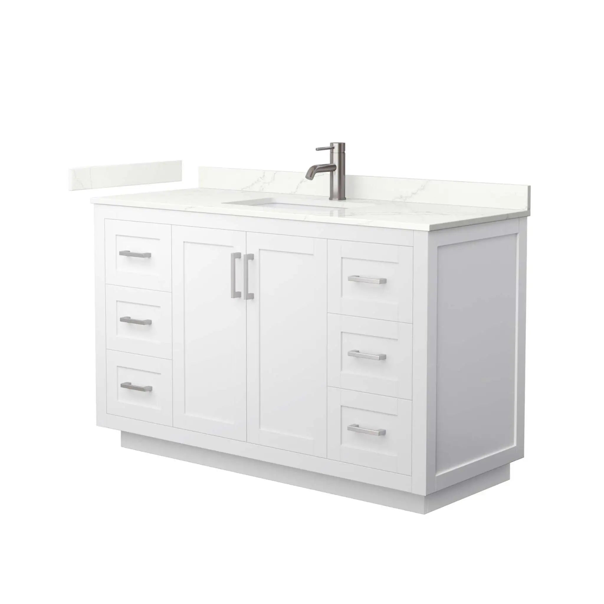 54" Miranda Single Bathroom Vanity in White with Brushed Nickel Trim by Wyndham