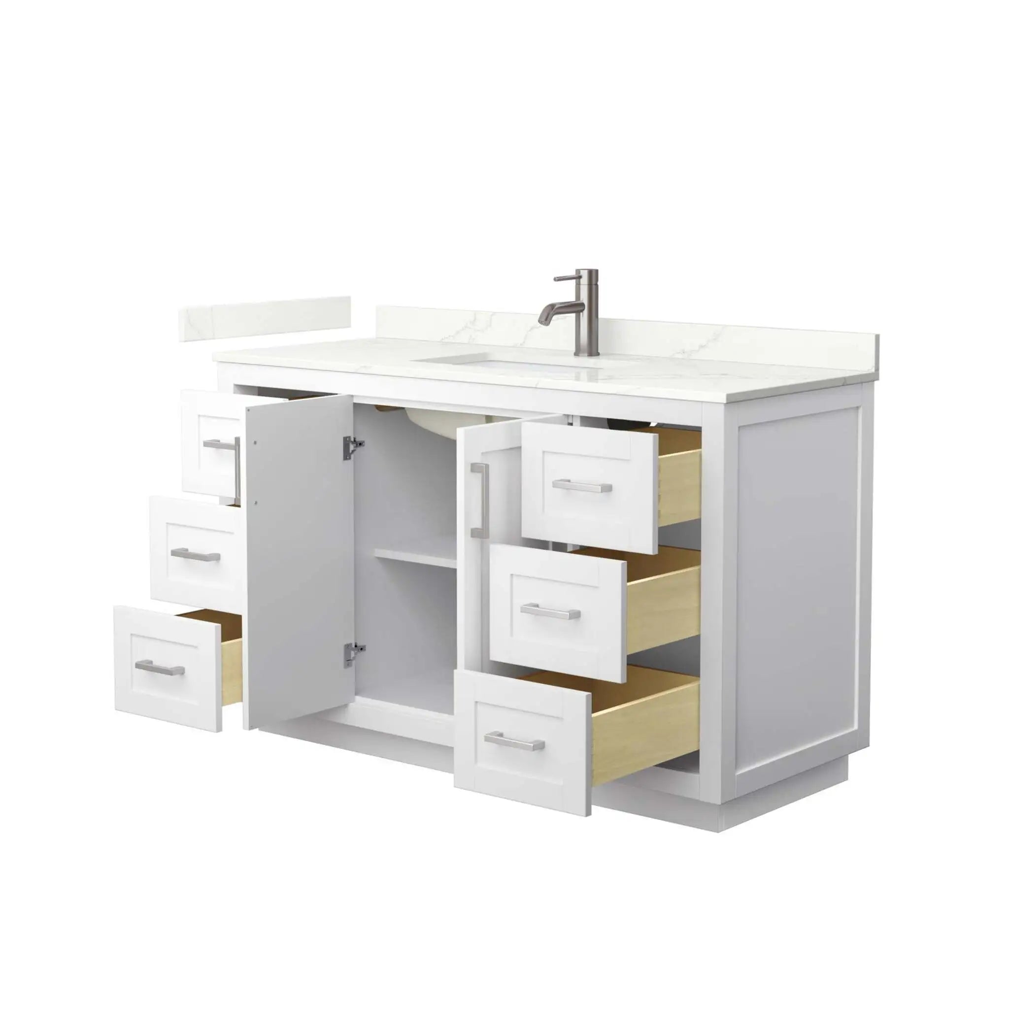 54" Miranda Single Bathroom Vanity in White with Brushed Nickel Trim by Wyndham