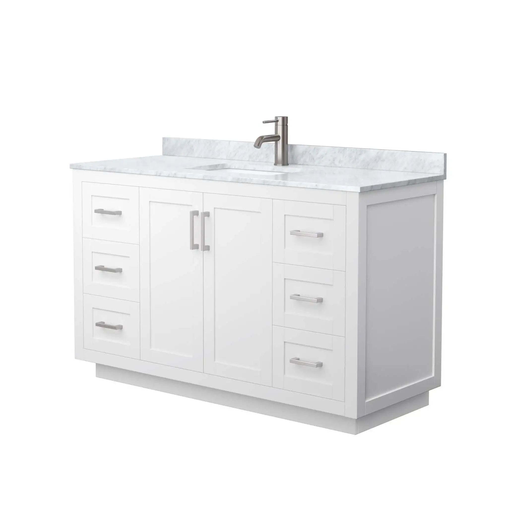 54" Miranda Single Bathroom Vanity in White with Brushed Nickel Trim by Wyndham