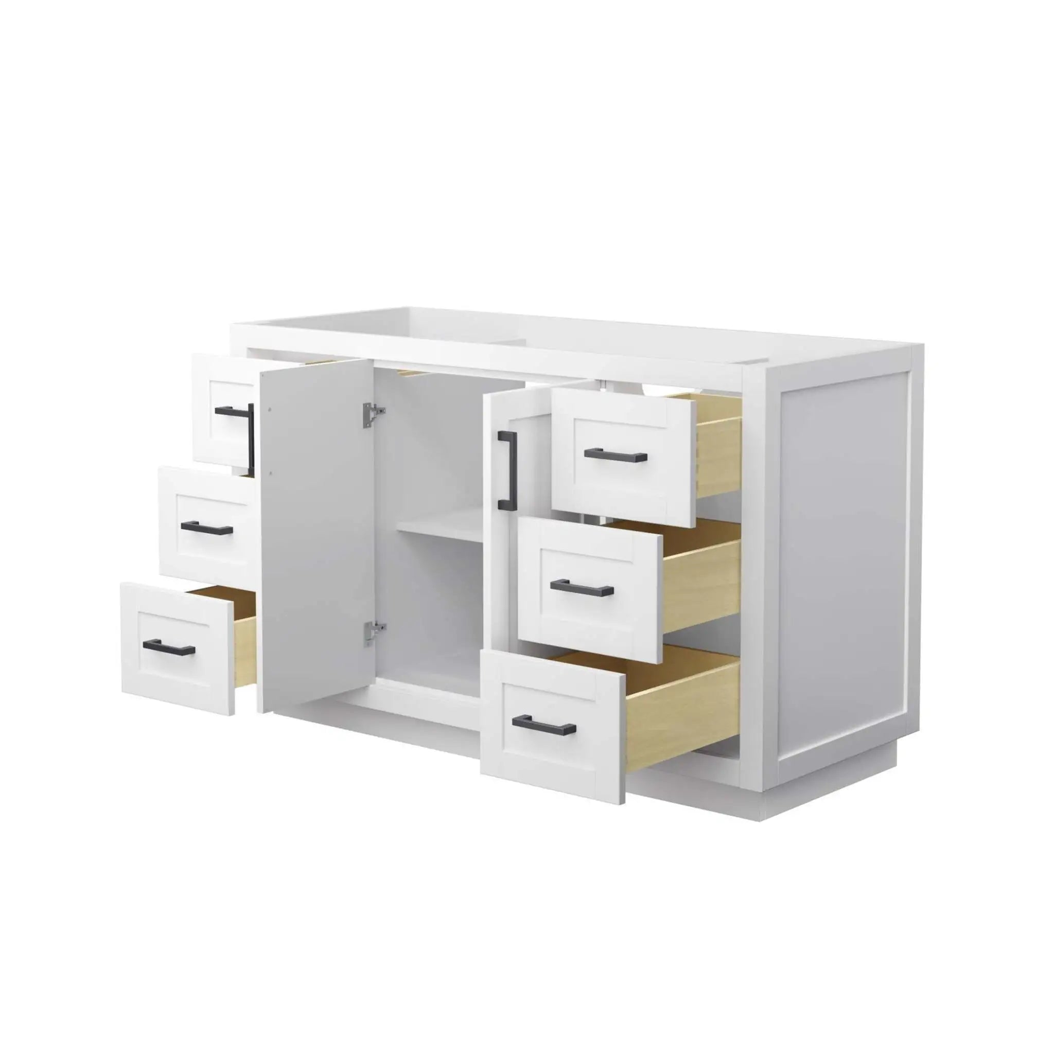 54" Miranda Single Bathroom Vanity in White with Matte Black Trim by Wyndham
