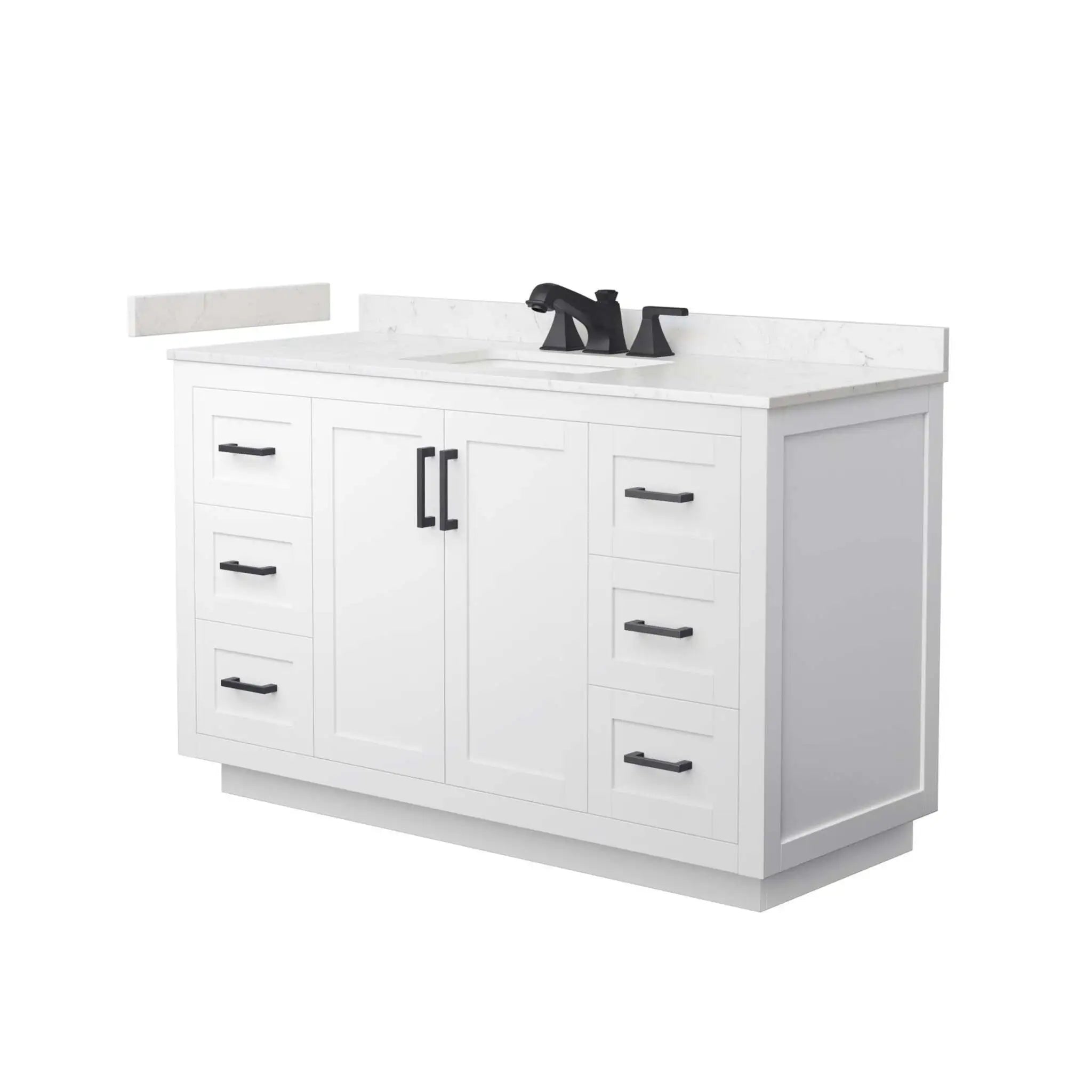 54" Miranda Single Bathroom Vanity in White with Matte Black Trim by Wyndham