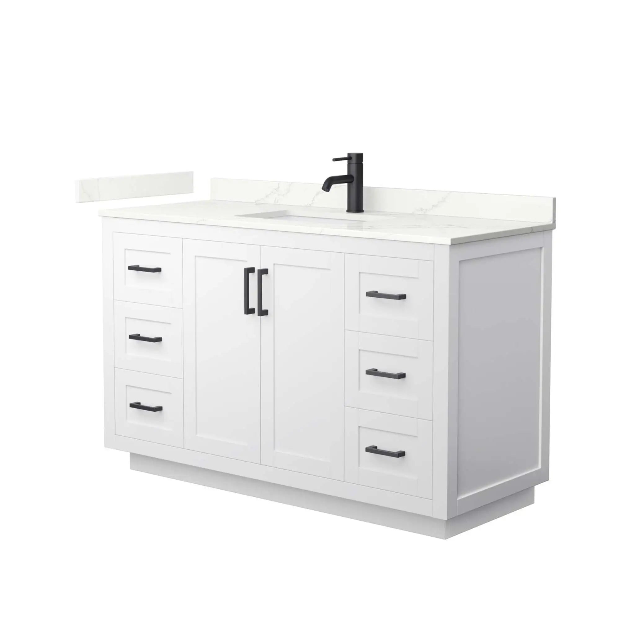 54" Miranda Single Bathroom Vanity in White with Matte Black Trim by Wyndham