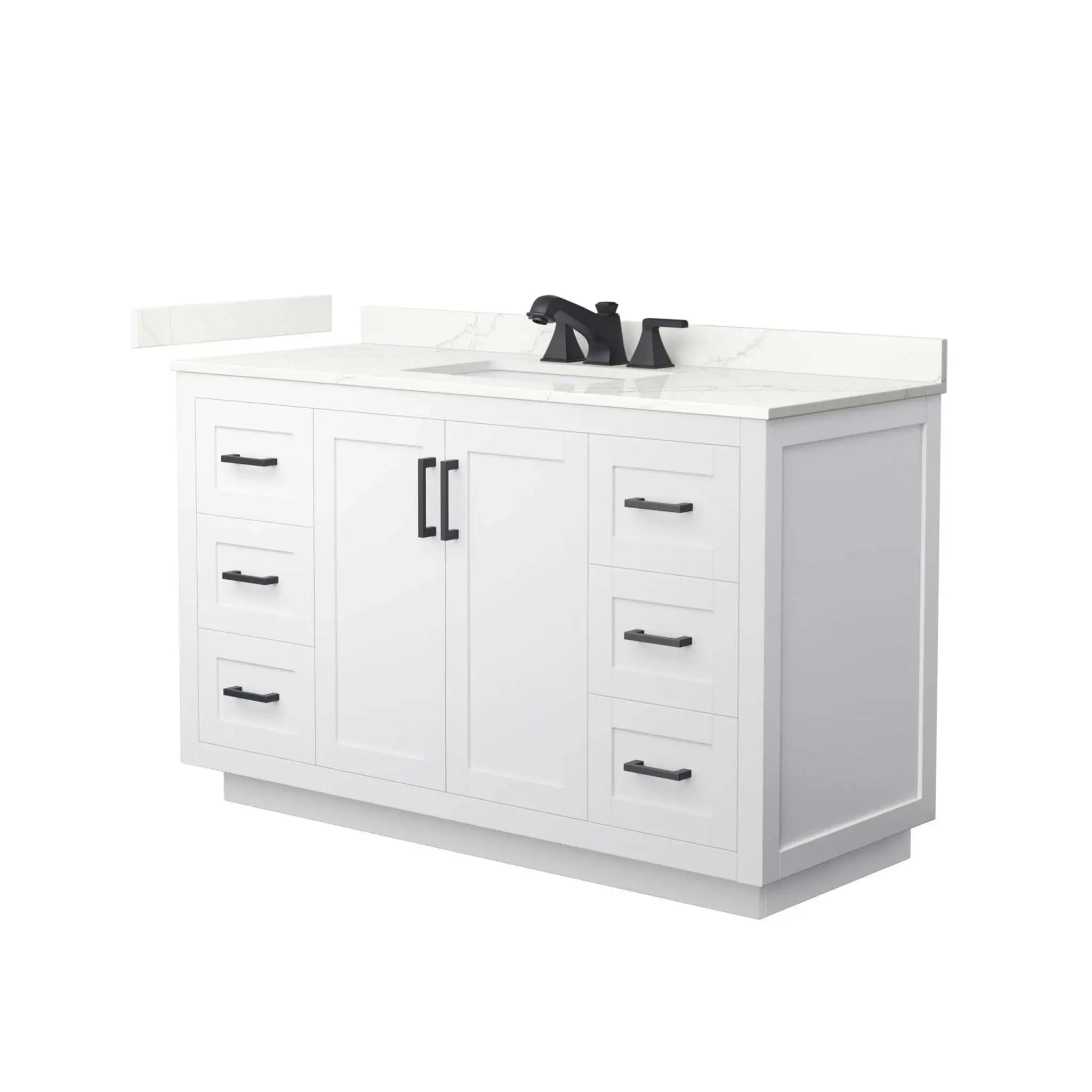 54" Miranda Single Bathroom Vanity in White with Matte Black Trim by Wyndham