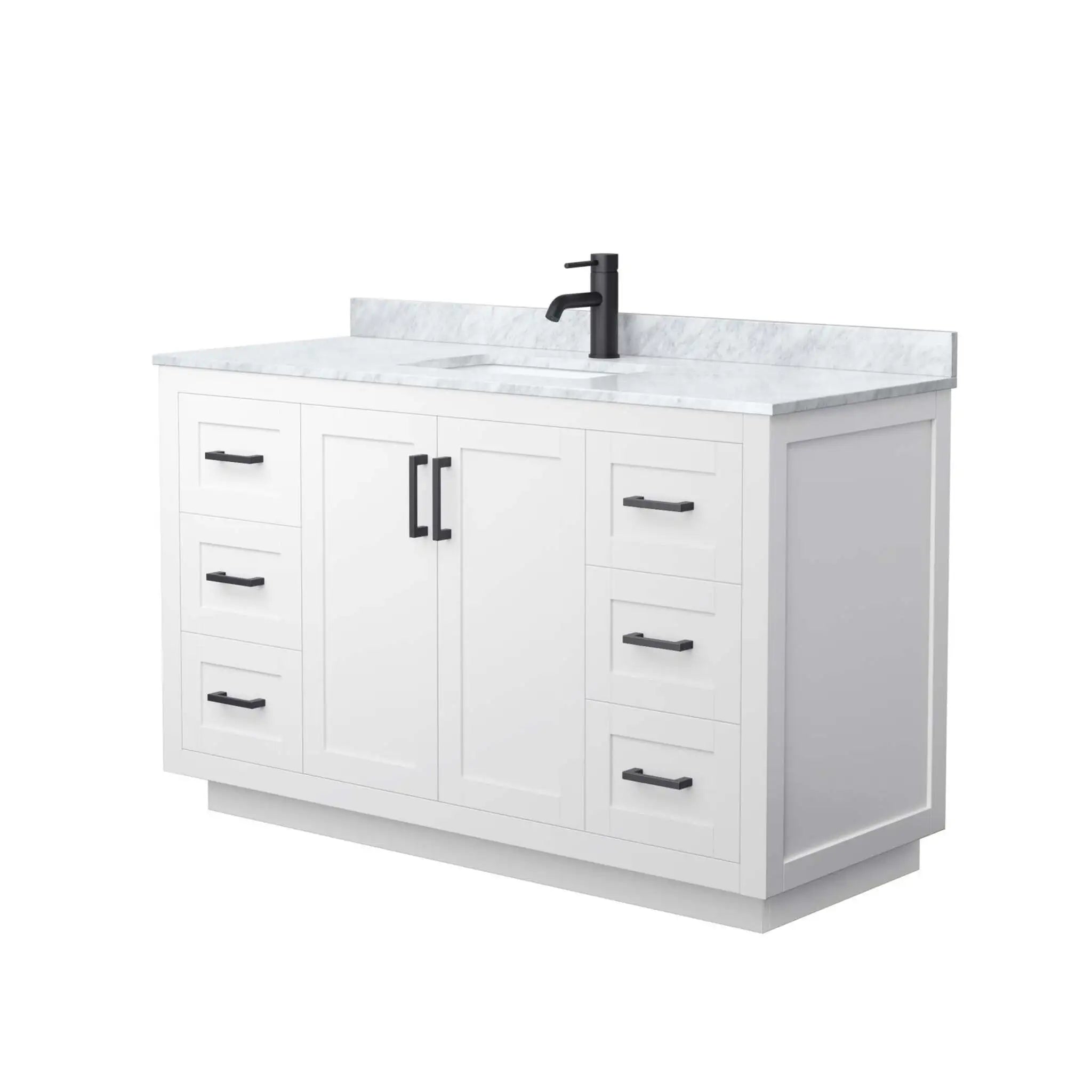 54" Miranda Single Bathroom Vanity in White with Matte Black Trim by Wyndham