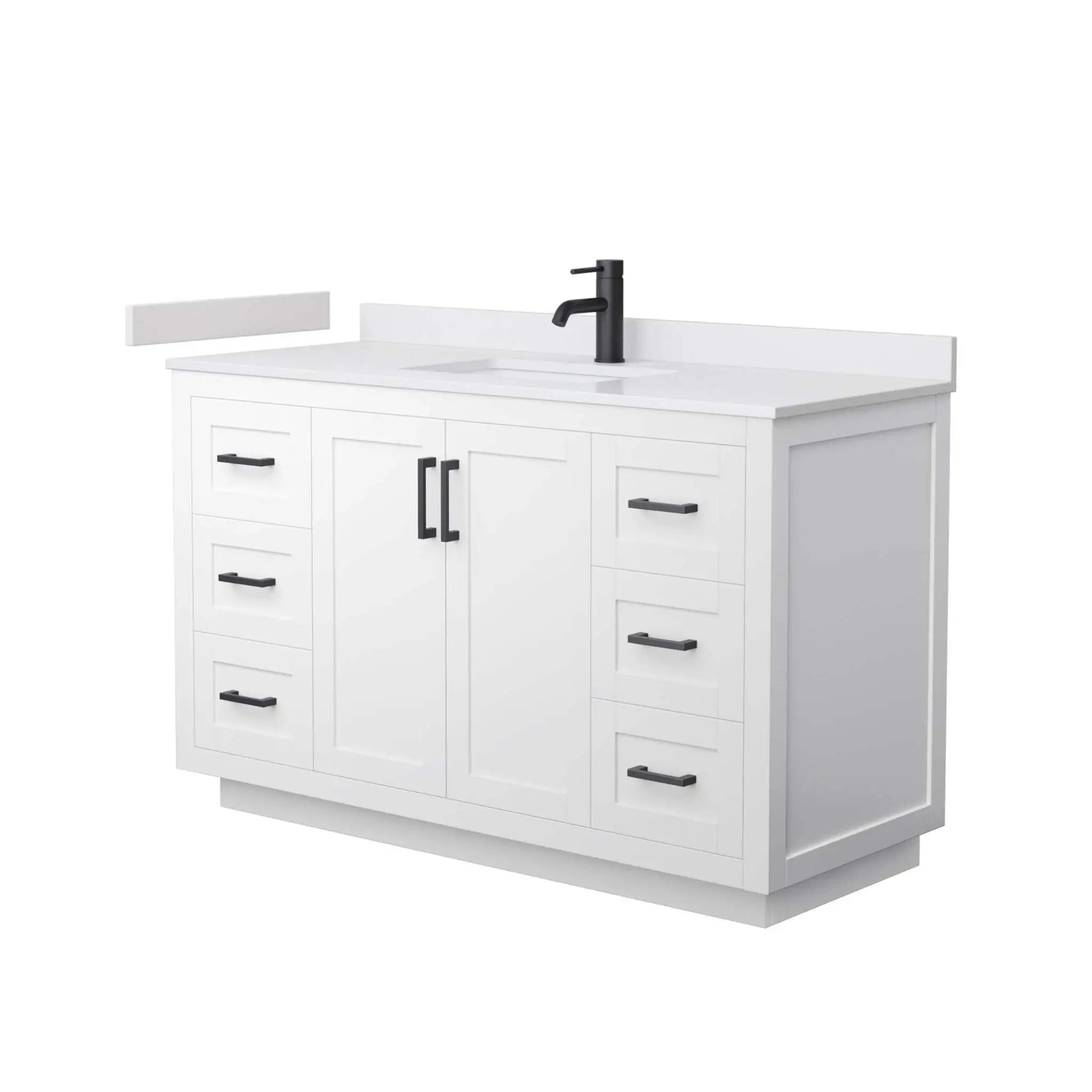 54" Miranda Single Bathroom Vanity in White with Matte Black Trim by Wyndham