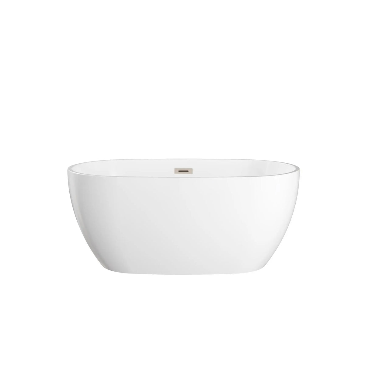 55" White Freestanding Bathtub with Brushed Nickel Drain and Overflow Trim - Juno by Wyndham (WCBTS156155BNTRIM) 2