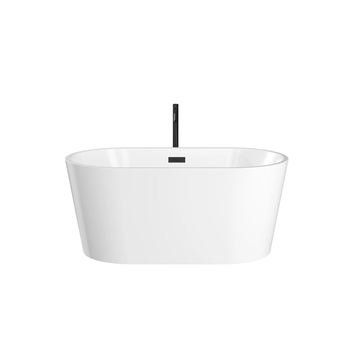 55" White Freestanding Bathtub with Matte Black Drain and Overflow Trim, and Matte Black Floor Mounted Faucet - Carissa by Wyndham (WCBTS101255MBATPBK) 2