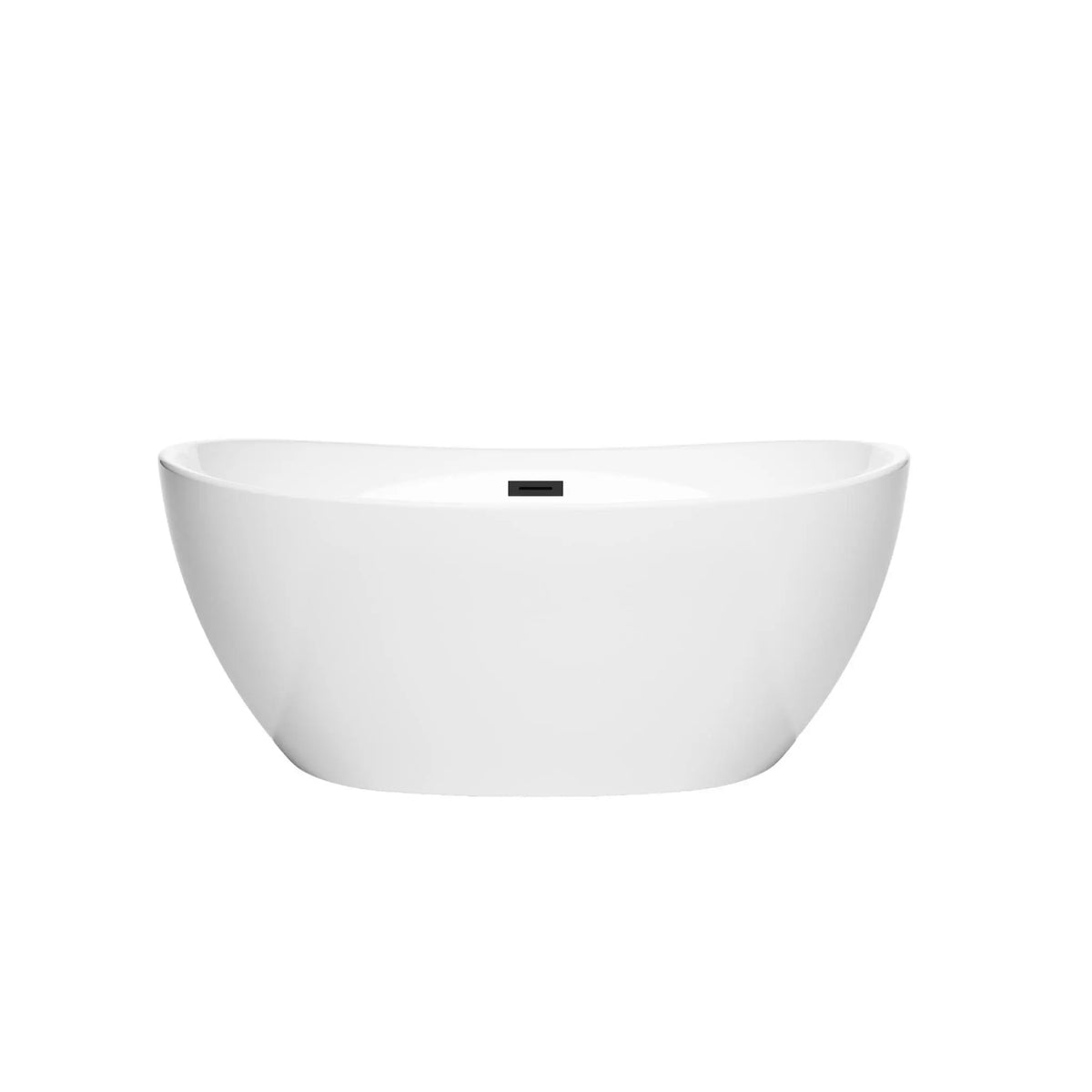 55" White Freestanding Bathtub with Matte Black Drain and Overflow Trim - Rebecca by Wyndham (WCBTS101455MBTRIM) 2