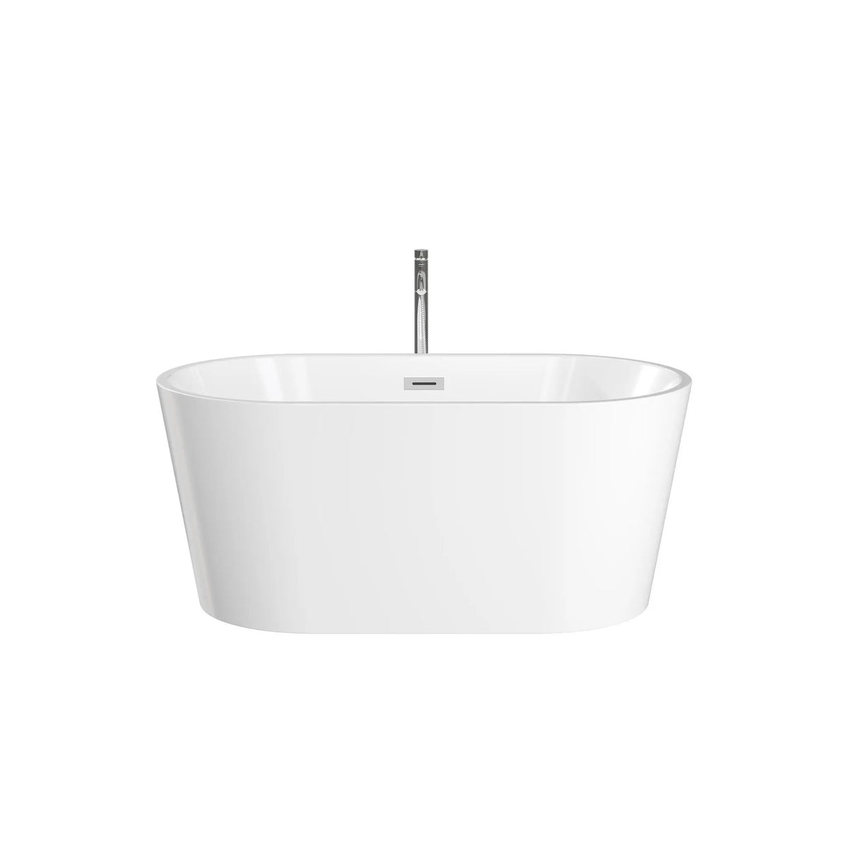 55" White Freestanding Bathtub with Polished Chrome Drain and Overflow Trim, and Polished Chrome Floor Mounted Faucet - Carissa by Wyndham (WCBTS101255ATP11PC) 2