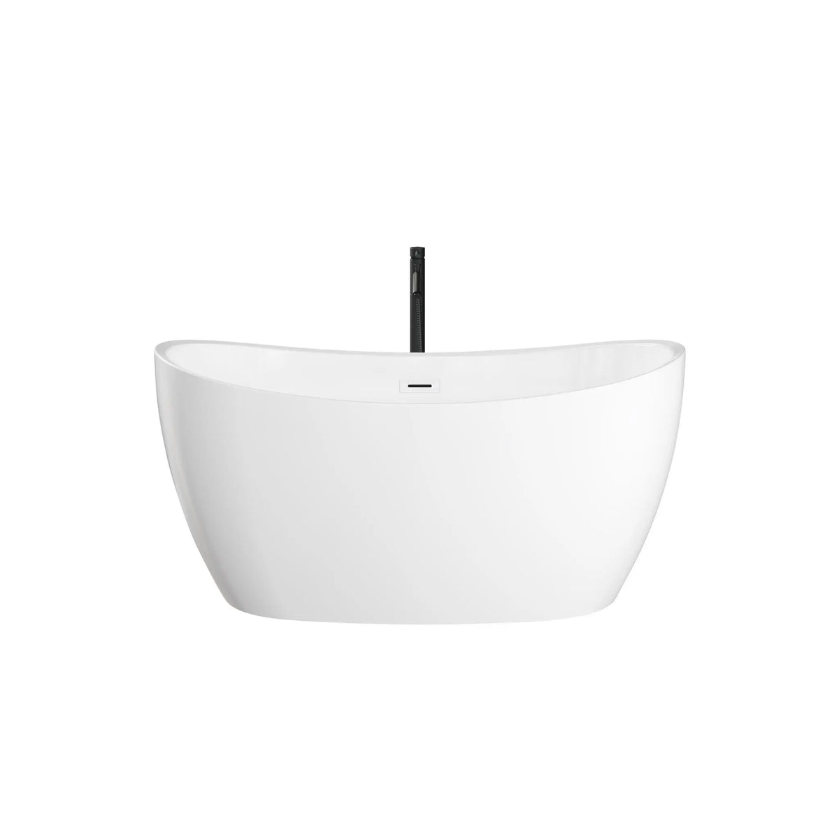55" White Freestanding Bathtub with Shiny White Drain and Overflow Trim, and Matte Black Floor Mounted Faucet - Dorrit by Wyndham (WCBTS652055SWATPBK) 2