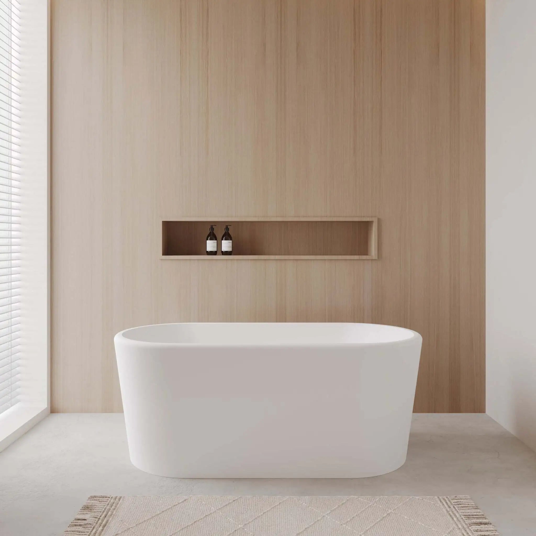 59" Matte White Freestanding Bathtub, Brushed Nickel Trim - Ursula by Wyndham (WCBTE301159MWBNTRIM) image 1