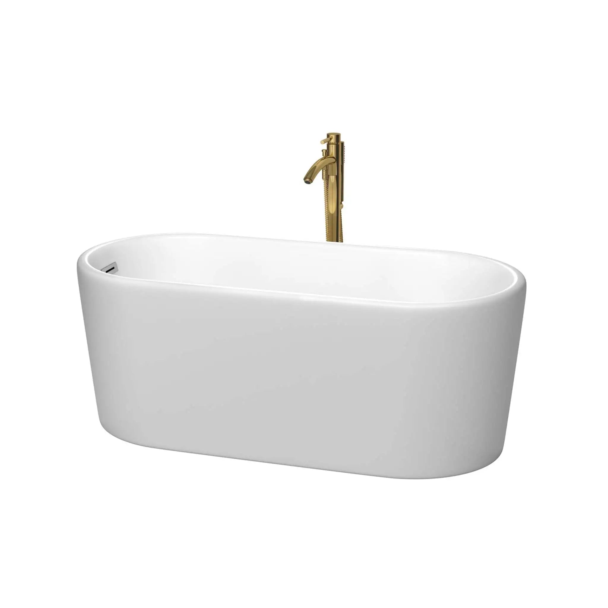59" Matte White Freestanding Bathtub with Brushed Gold - Ursula by Wyndham (WCBTE301159MWPCATPGD) image