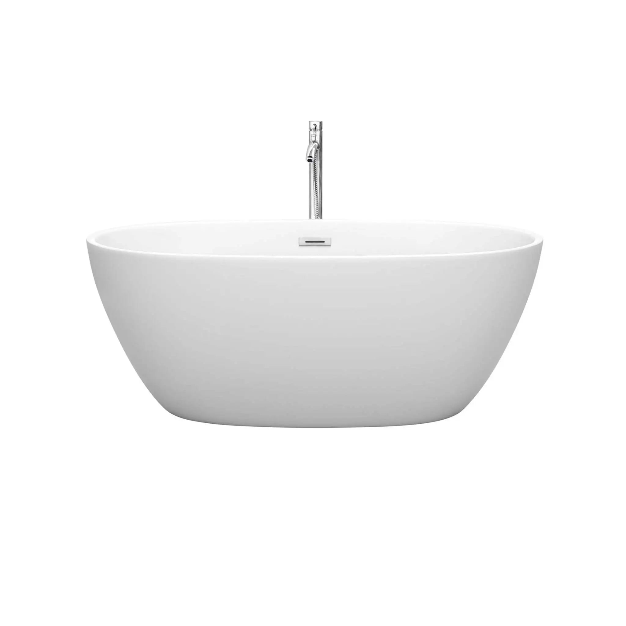 59" Matte White Freestanding Bathtub with Polished Chrome - Juno by Wyndham (WCBTE306159MWATP11PC) image 2