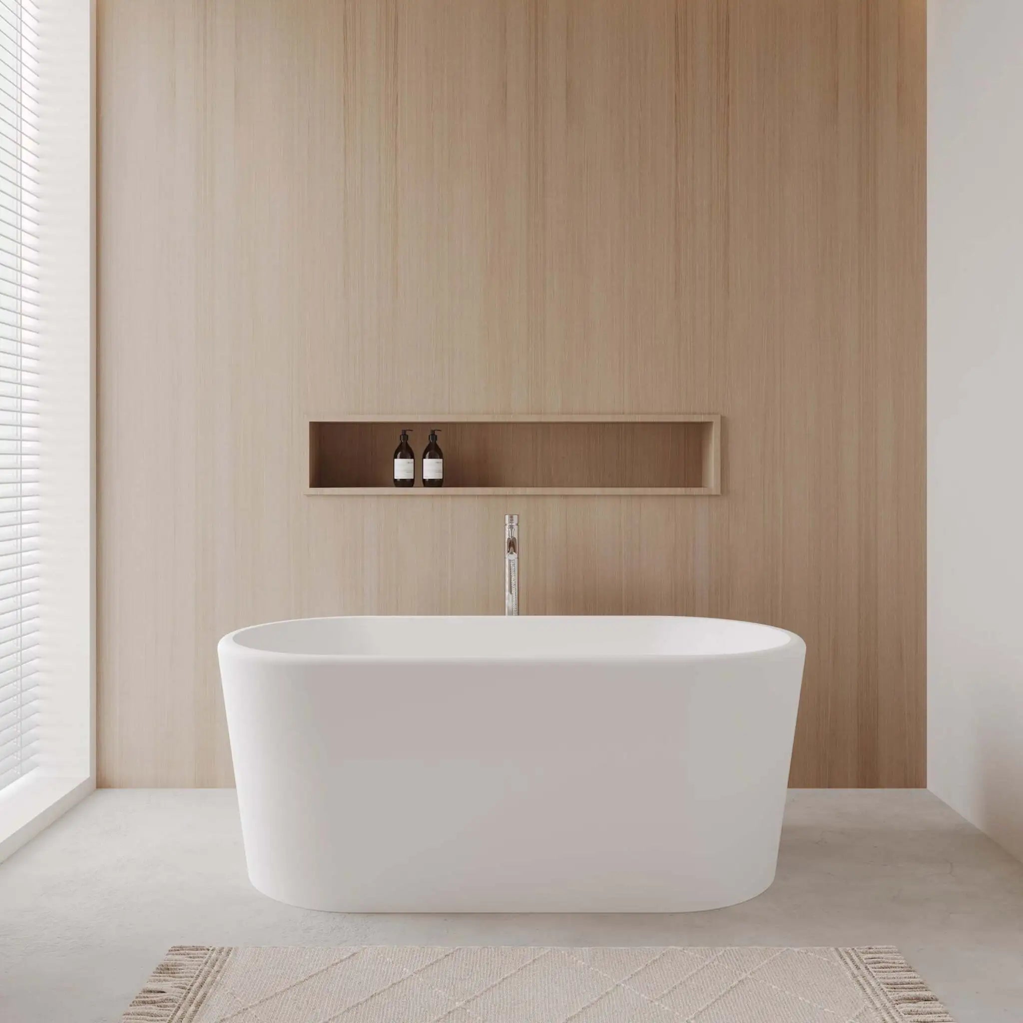 59" Matte White Freestanding Bathtub with Polished Chrome - Ursula by Wyndham (WCBTE301159MWATP11PC) image 1