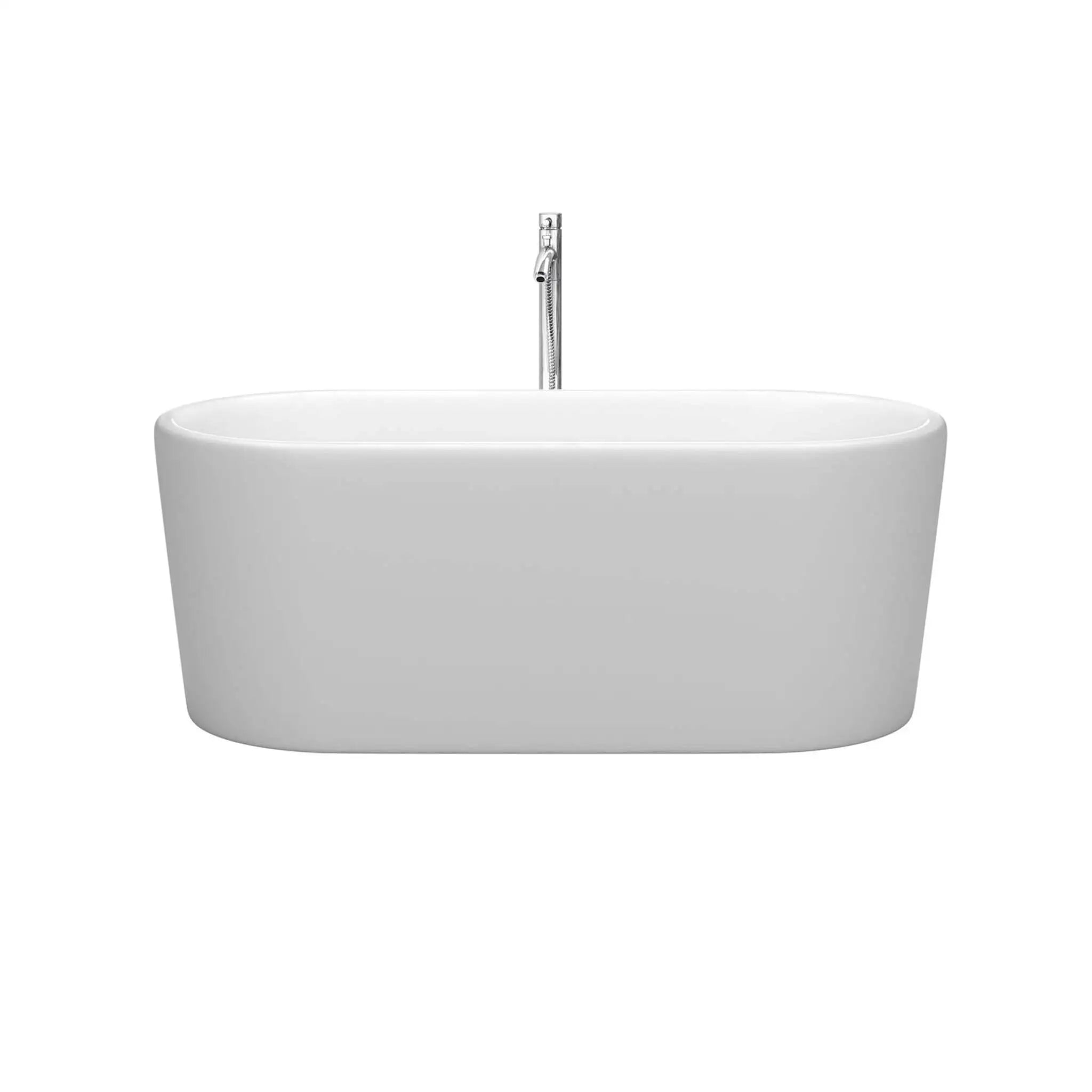 59" Matte White Freestanding Bathtub with Polished Chrome - Ursula by Wyndham (WCBTE301159MWATP11PC) image 2