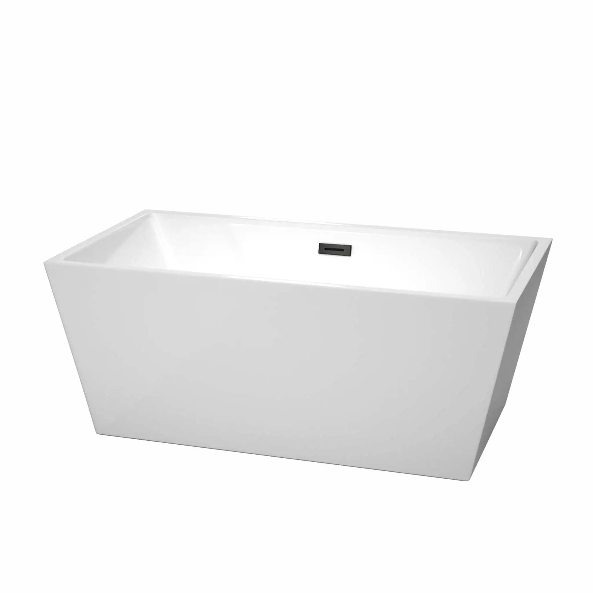 59" White Freestanding Bathtub, Matte Black Trim - Sara by Wyndham (WCBTK151459MBTRIM) image