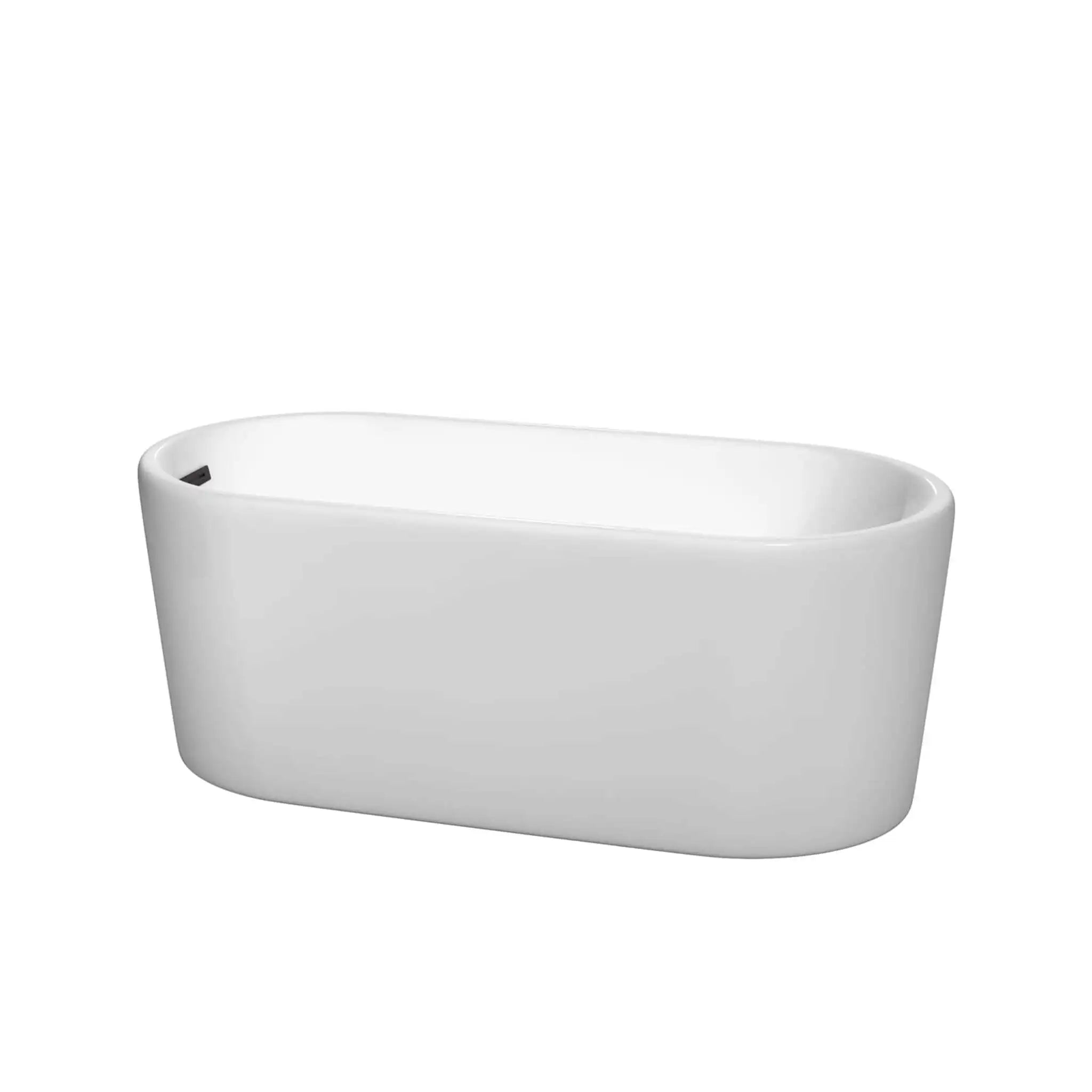 59" White Freestanding Bathtub, Matte Black Trim - Ursula by Wyndham (WCBTK151159MBTRIM) image