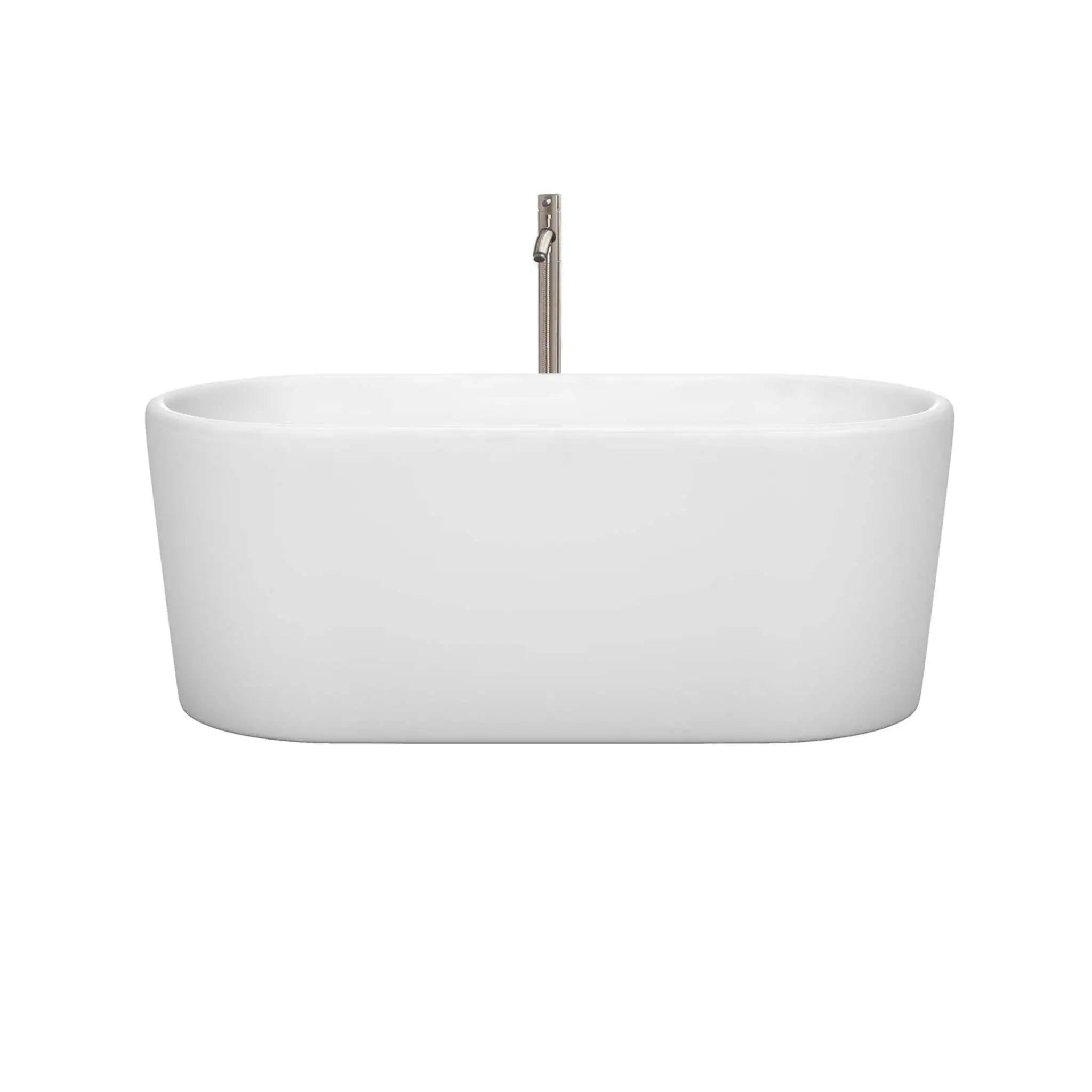 59" White Freestanding Bathtub with Brushed Nickel Faucet - Ursula by Wyndham (WCBTK151159ATP11BN) image 2