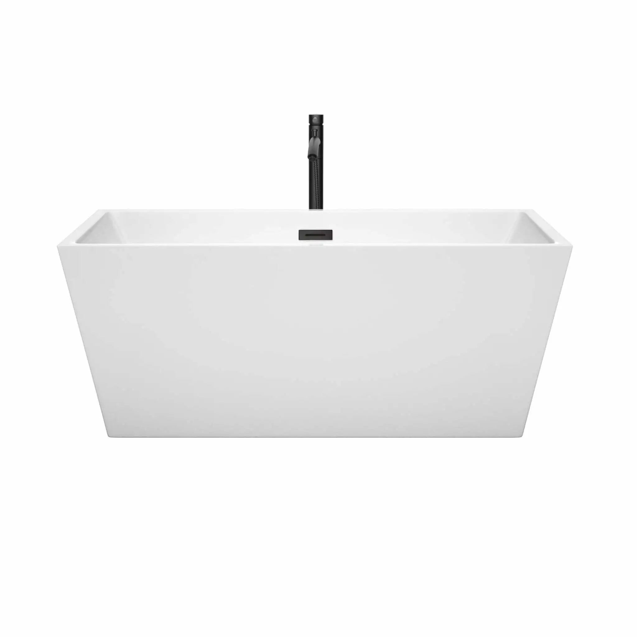 59" White Freestanding Bathtub with Matte Black Faucet - Sara by Wyndham (WCBTK151459MBATPBK) image 2