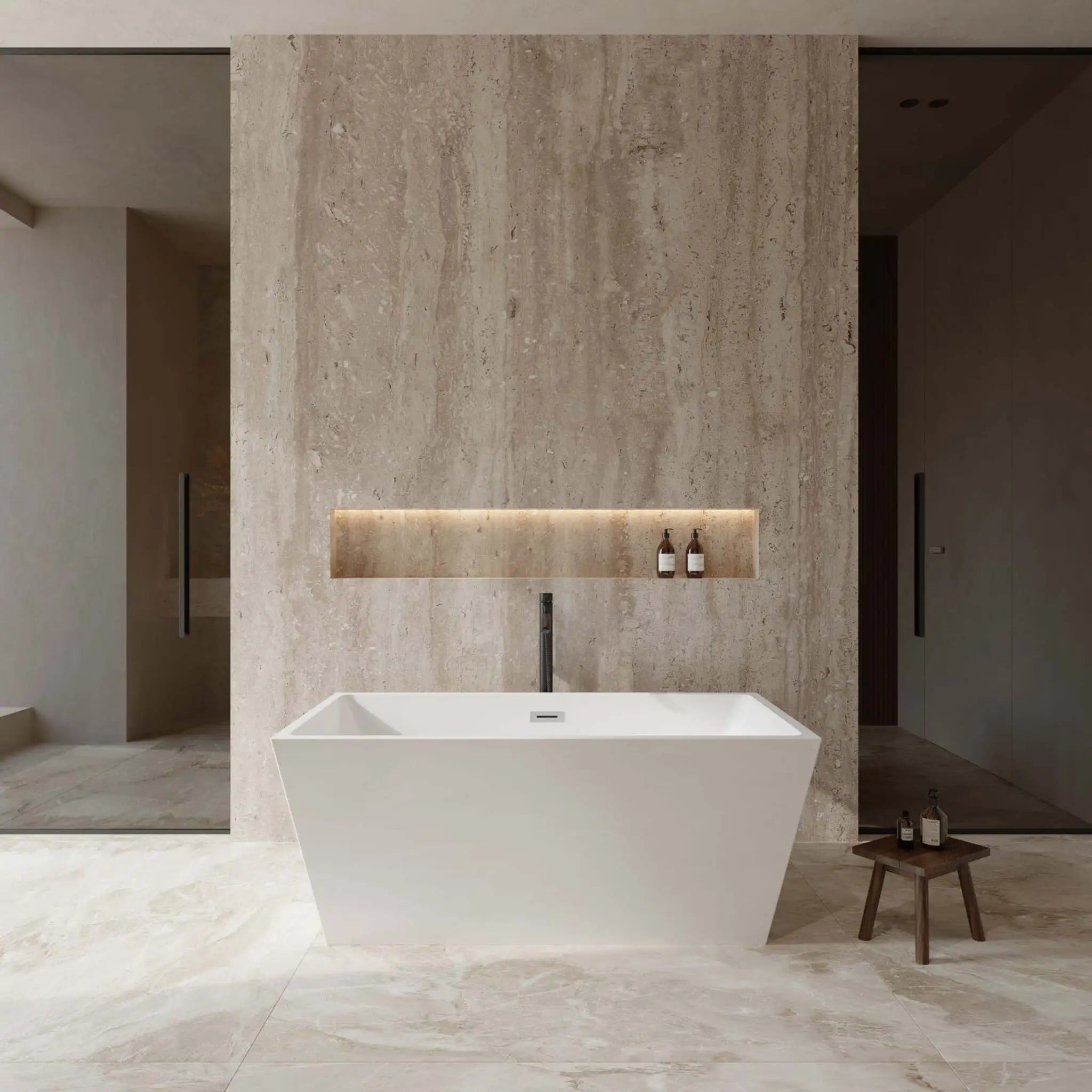 59" White Freestanding Bathtub with Polished Chrome Faucet - Sara by Wyndham (WCBTK151459PCATPBK) image 1