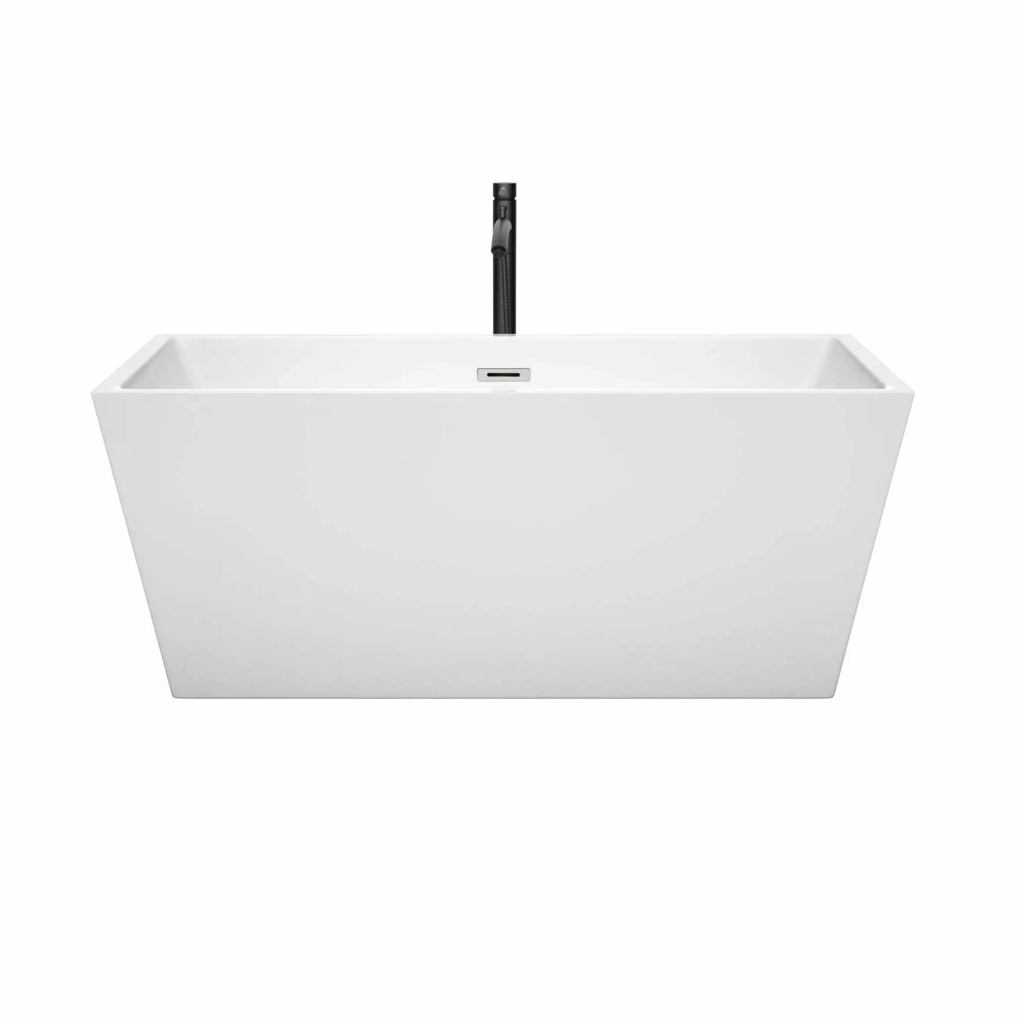 59" White Freestanding Bathtub with Polished Chrome Faucet - Sara by Wyndham (WCBTK151459PCATPBK) image 2