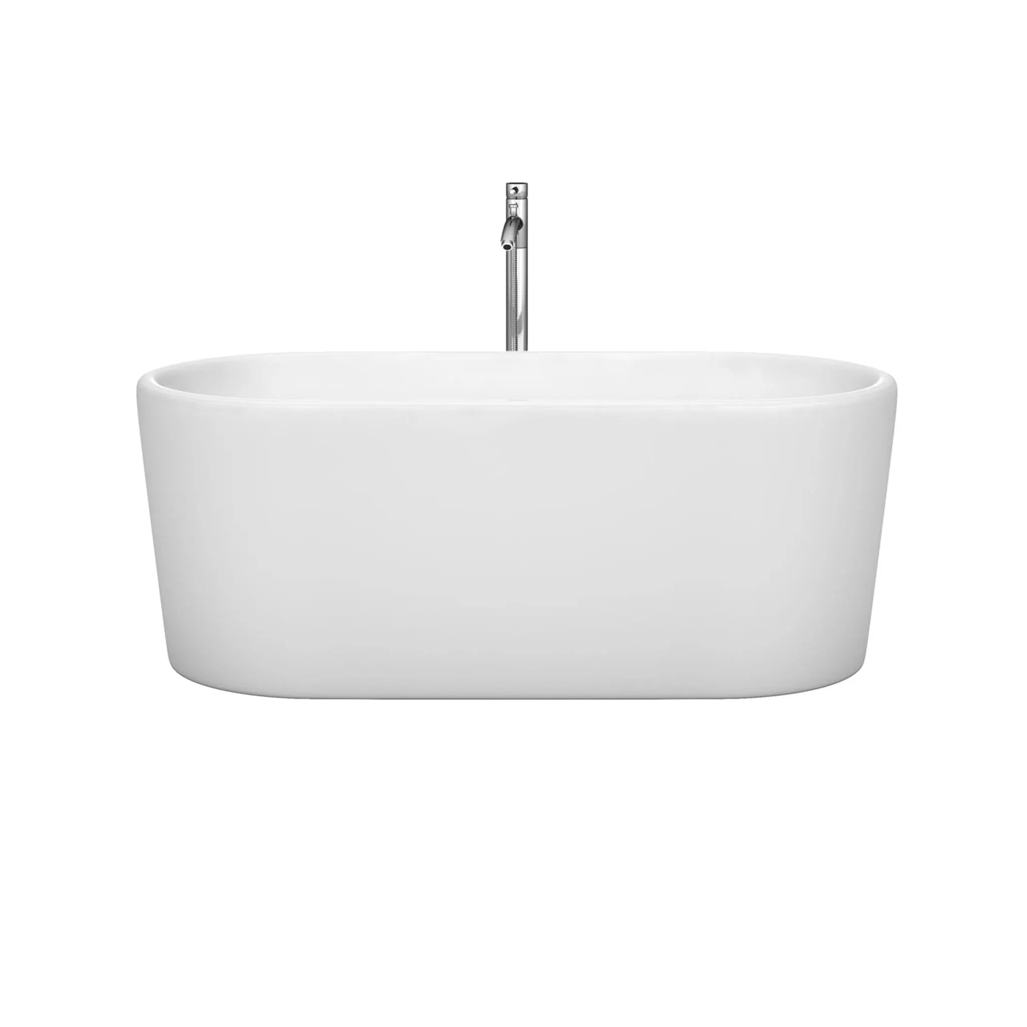 59" White Freestanding Bathtub with Polished Chrome Faucet - Ursula by Wyndham (WCBTK151159ATP11PC) image 2