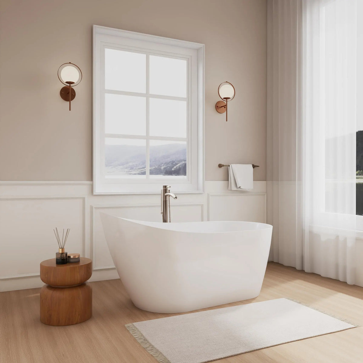 59" White Soaking Bathtub with Brushed Nickel Trim - Davia by Wyndham (WCBTS200259BNTRIM)