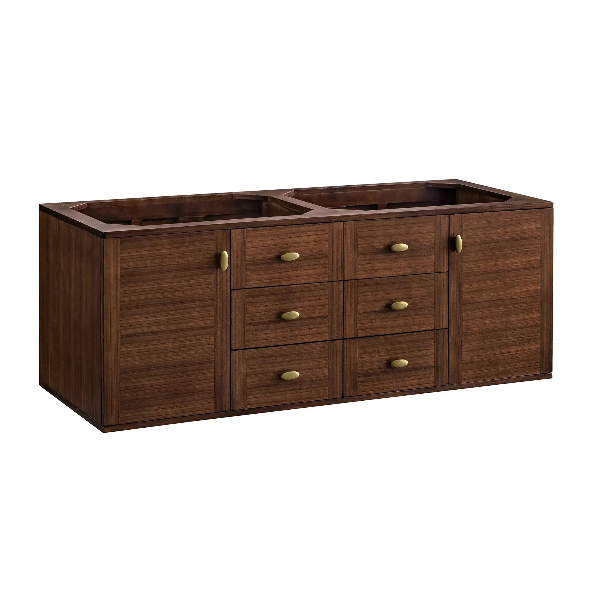 60" Amberly Double Vanity in Mid-Century Walnut w/FreePower Wireless Charger-Cabinet Only-Not Available image 1