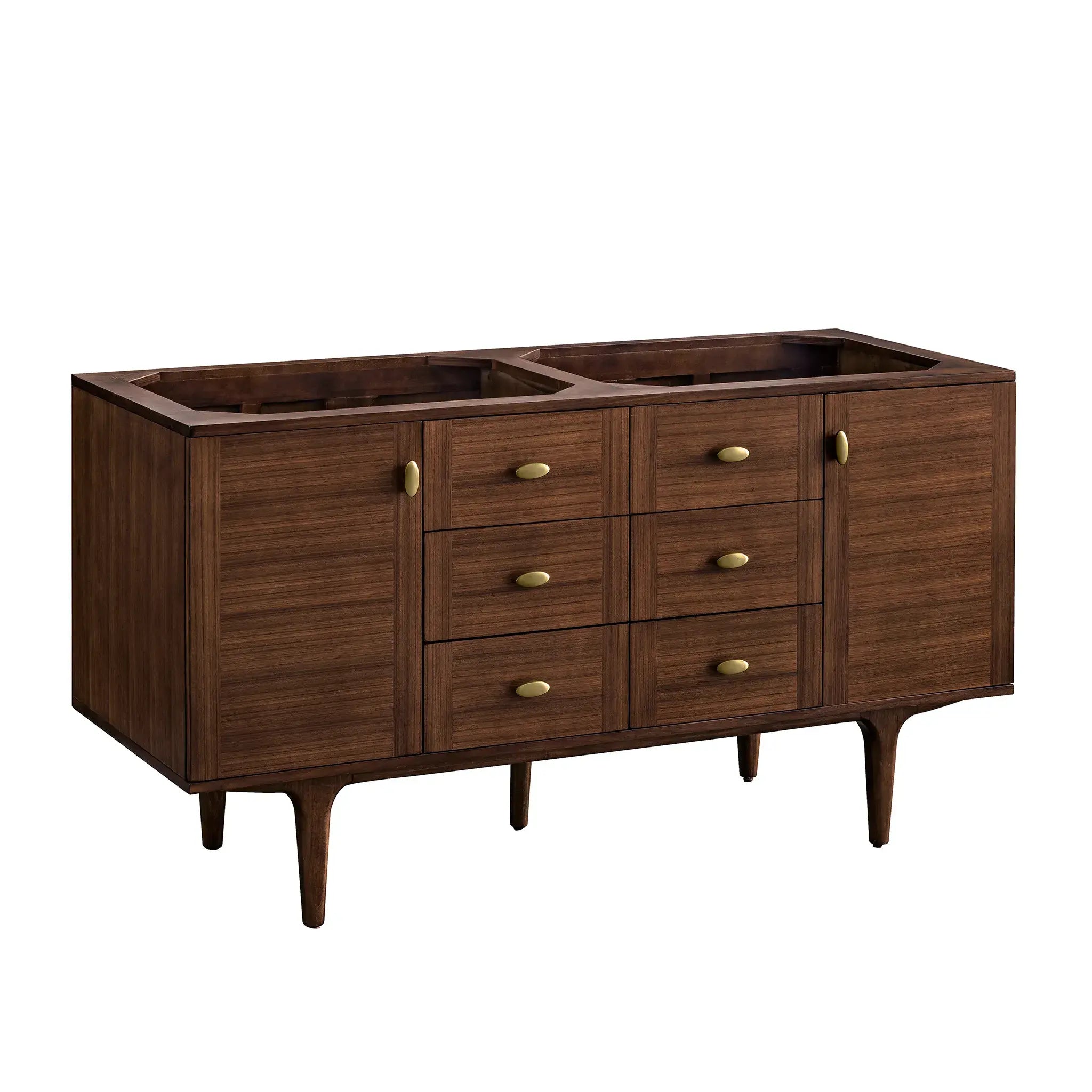 60" Amberly Double Vanity in Mid-Century Walnut w/FreePower Wireless Charger-Cabinet Only-Not Available image