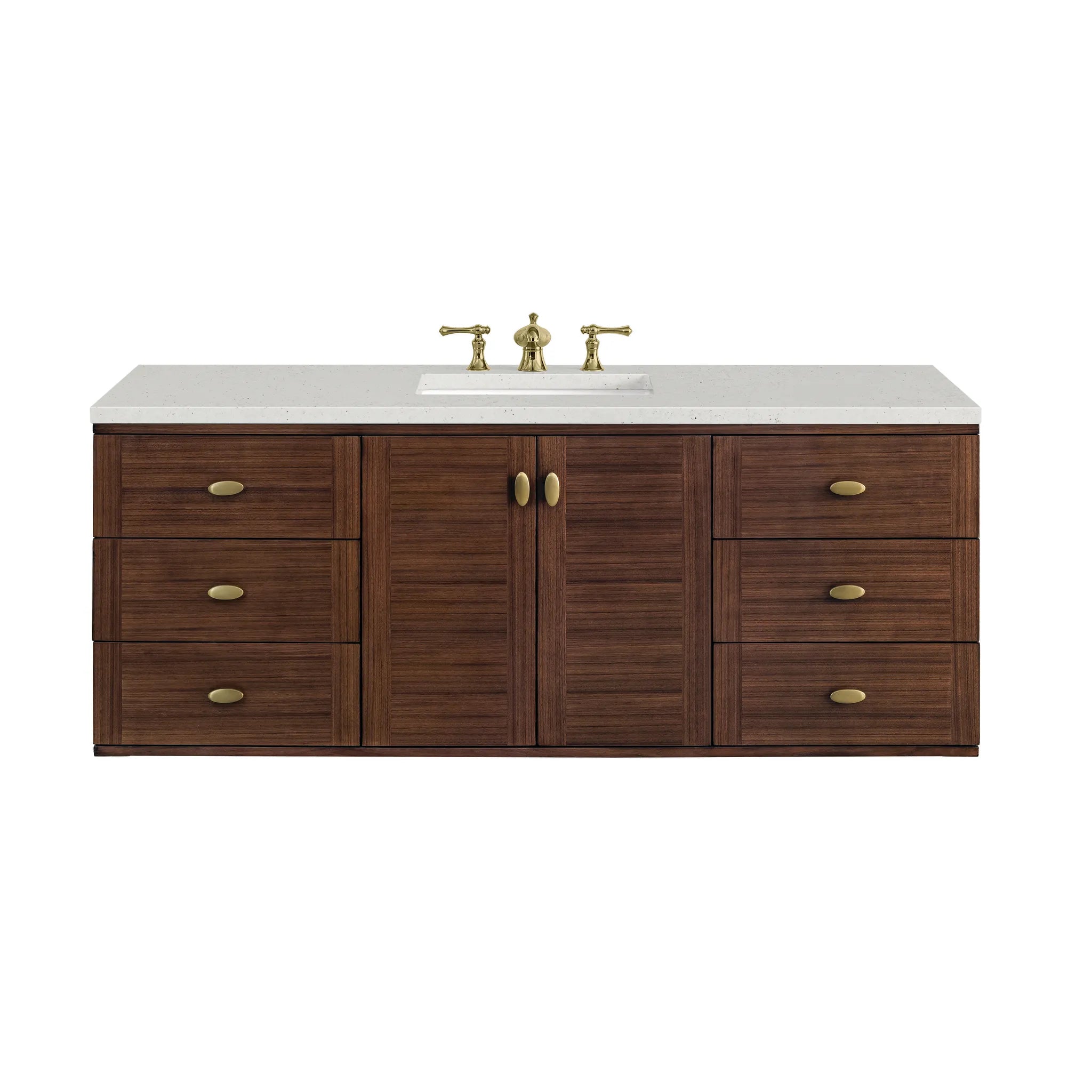 60" Amberly Single Vanity in Mid-Century Walnut-Lime Delight Silestone-8" Widespread image 1