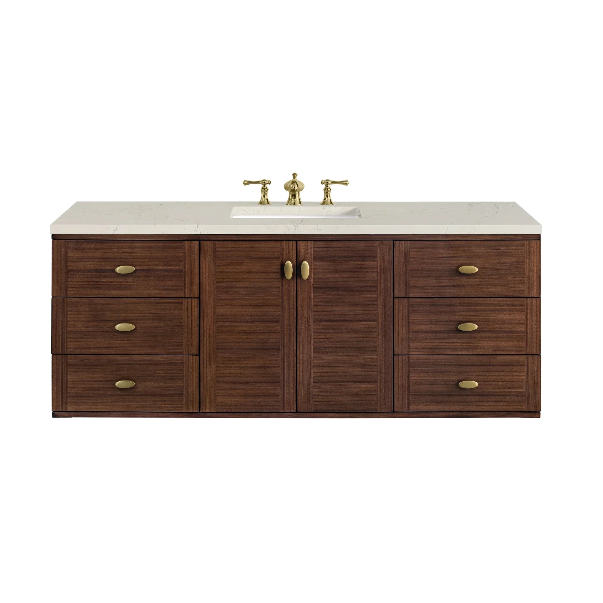 60" Amberly Single Vanity in Mid-Century Walnut by James Martin Vanities - AURA Modern Home
