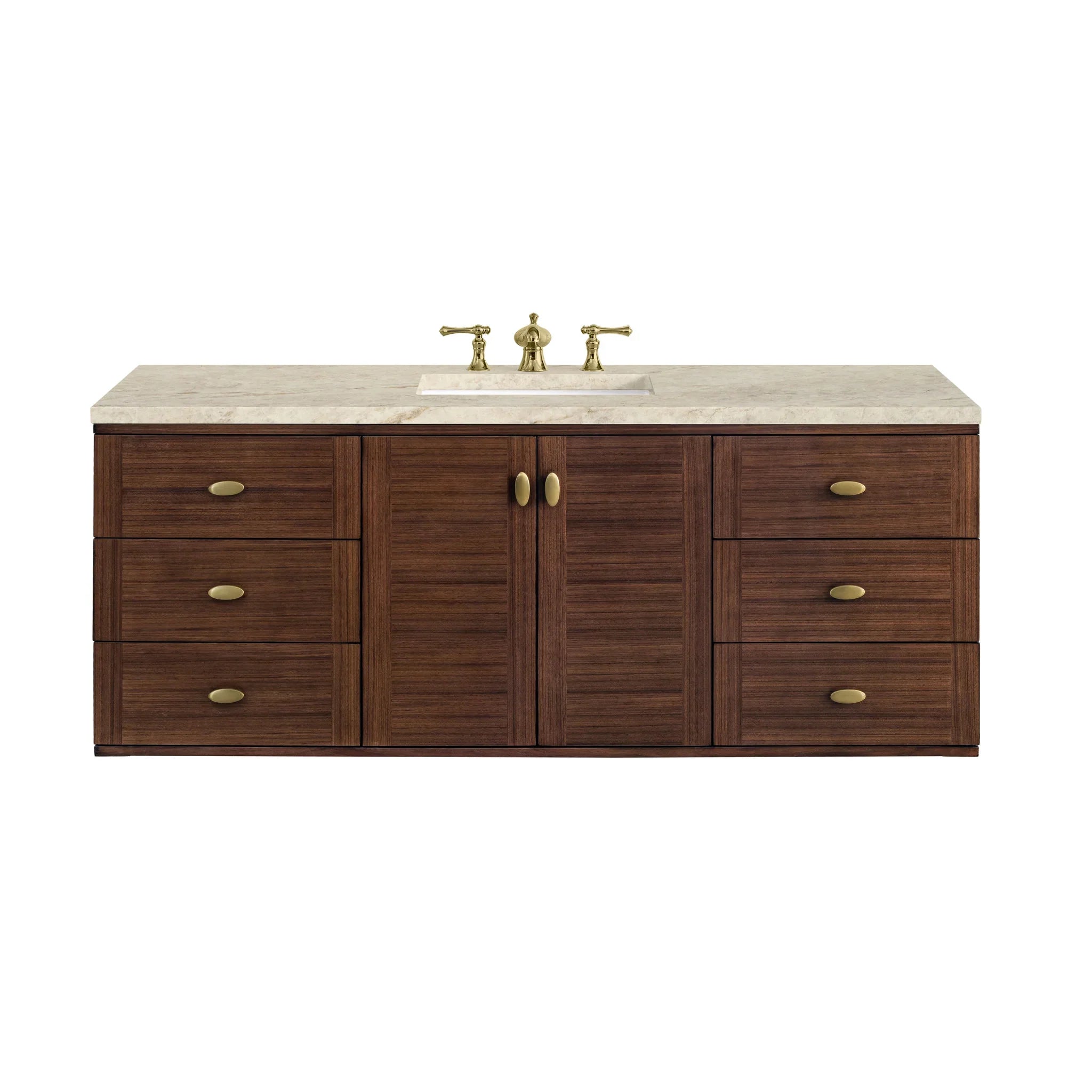 60" Amberly Single Vanity in Mid-Century Walnut by James Martin Vanities - AURA Modern Home