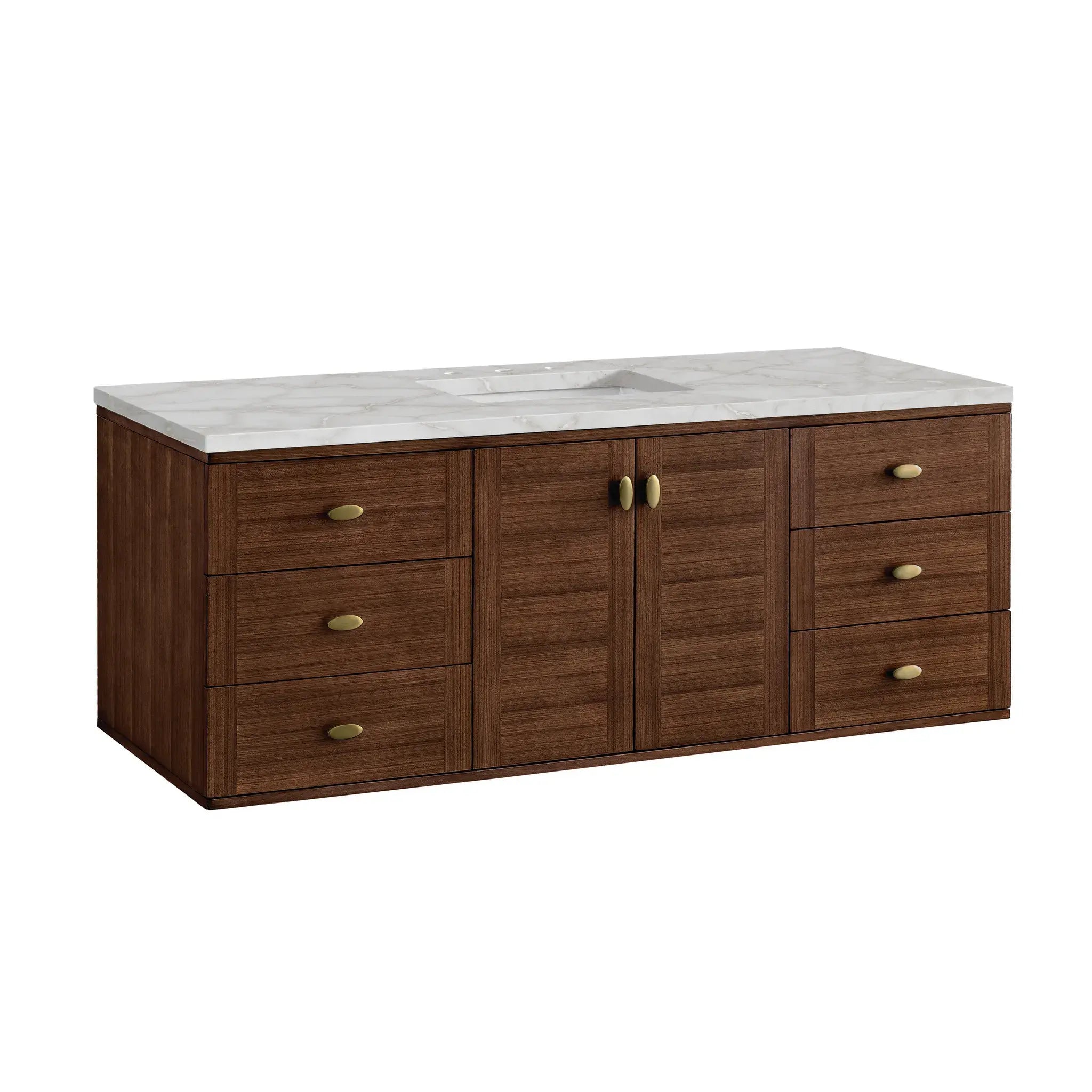 60" Amberly Single Vanity in Mid-Century Walnut Wireless Charger-Victorian Silver Silestone-8" Widespread image 13