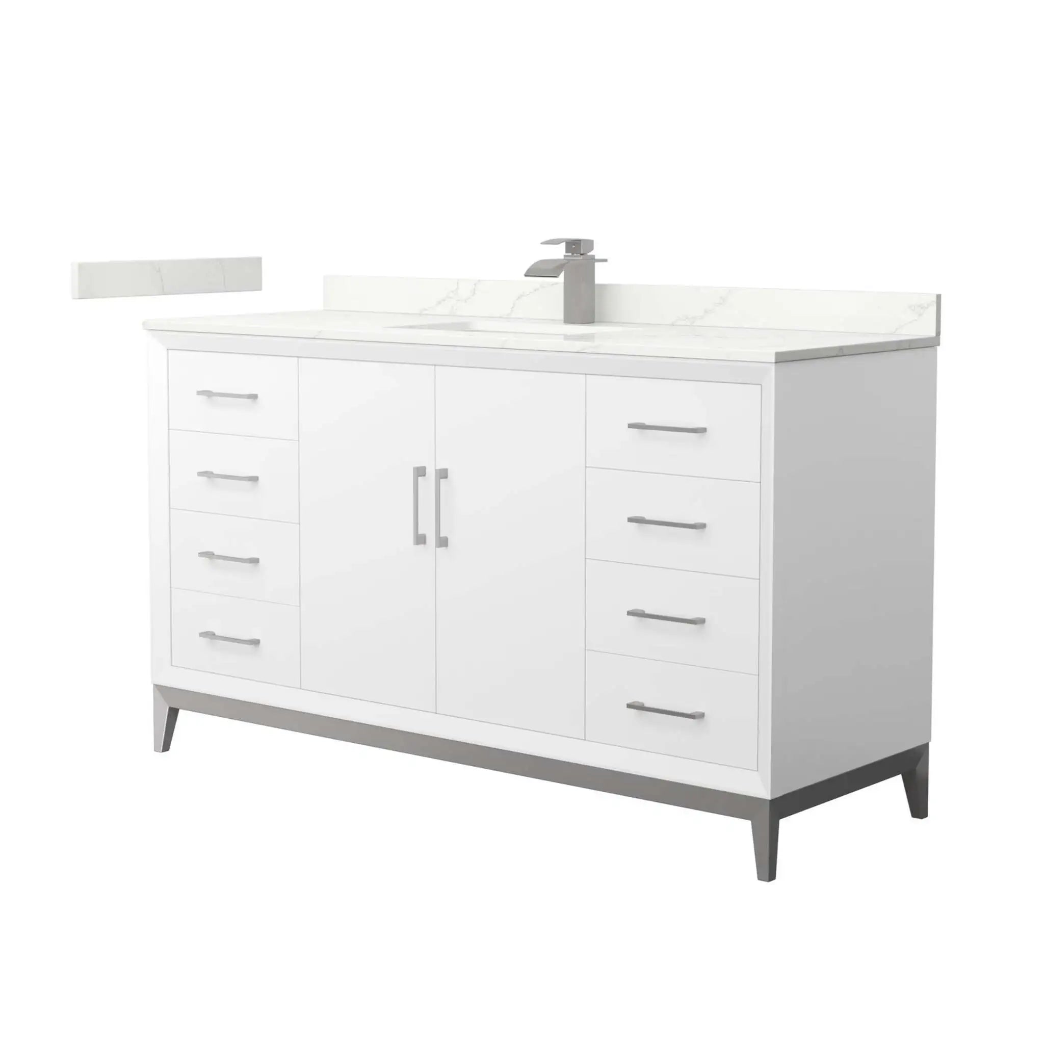 60" Amici Single Bathroom Vanity in White with Brushed Nickel Trim by Wyndham