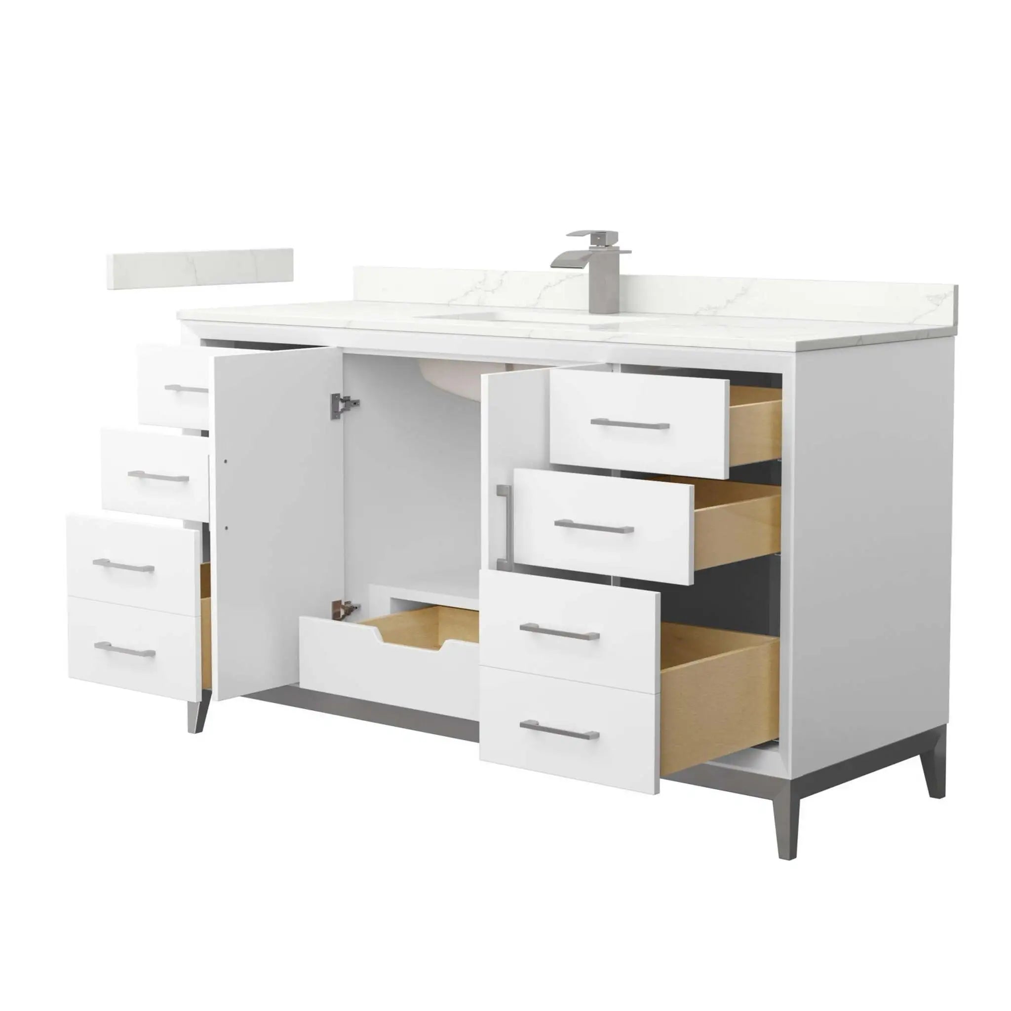 60" Amici Single Bathroom Vanity in White with Brushed Nickel Trim by Wyndham