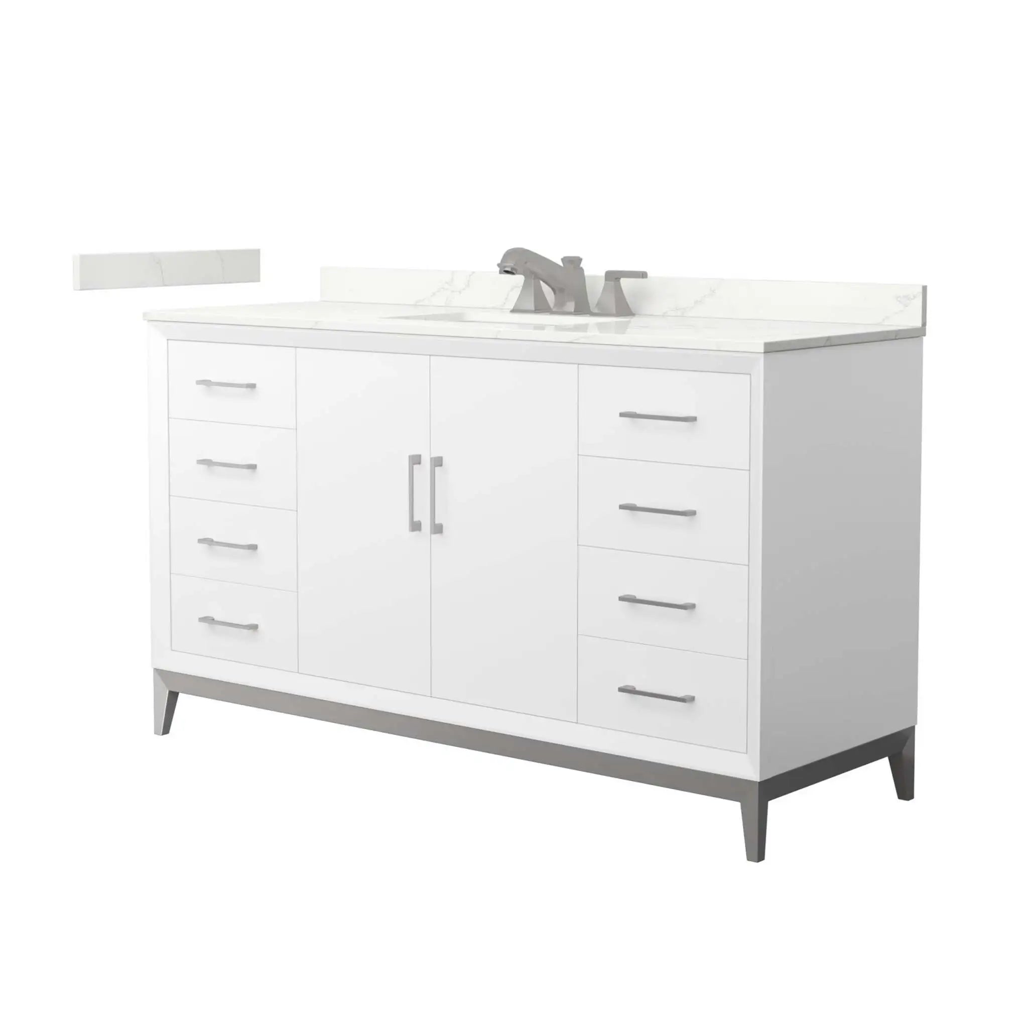 60" Amici Single Bathroom Vanity in White with Brushed Nickel Trim by Wyndham