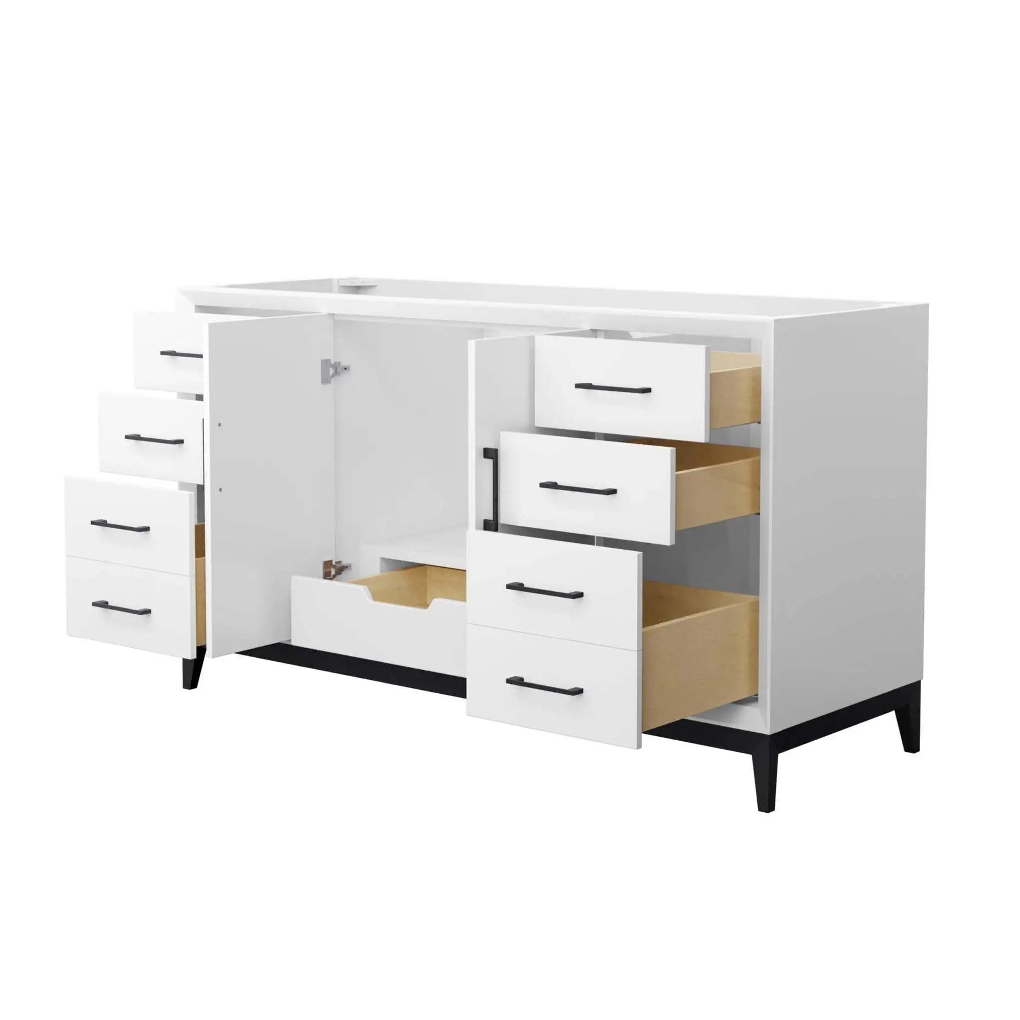 60" Amici Single Bathroom Vanity in White with Matte Black Trim by Wyndham