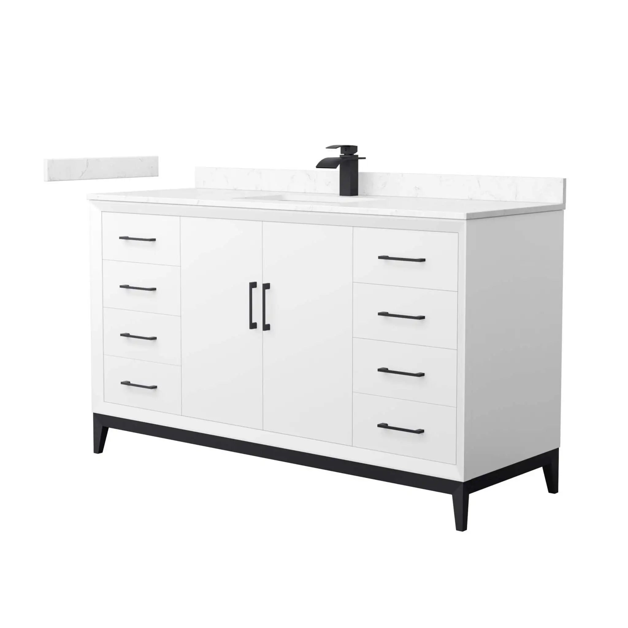 60" Amici Single Bathroom Vanity in White with Matte Black Trim by Wyndham