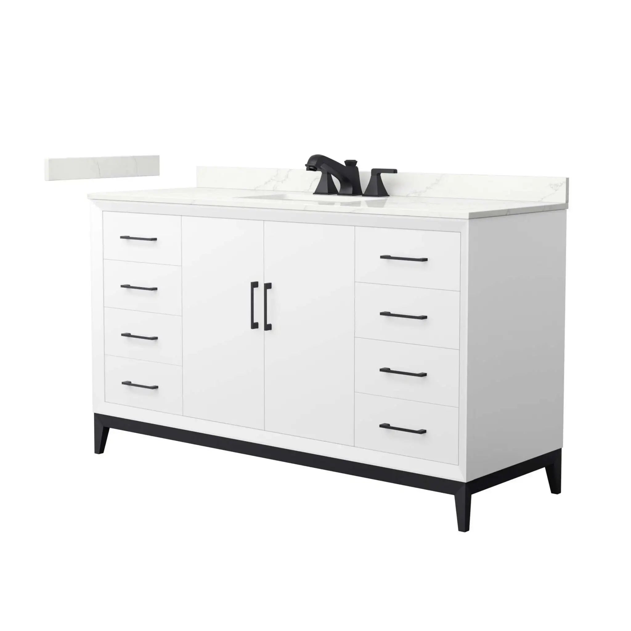 60" Amici Single Bathroom Vanity in White with Matte Black Trim by Wyndham