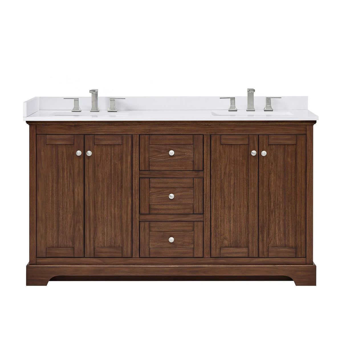 60" Avery Double Bathroom Vanity Dark Walnut Polished Chrome Trim by wyndham View 16